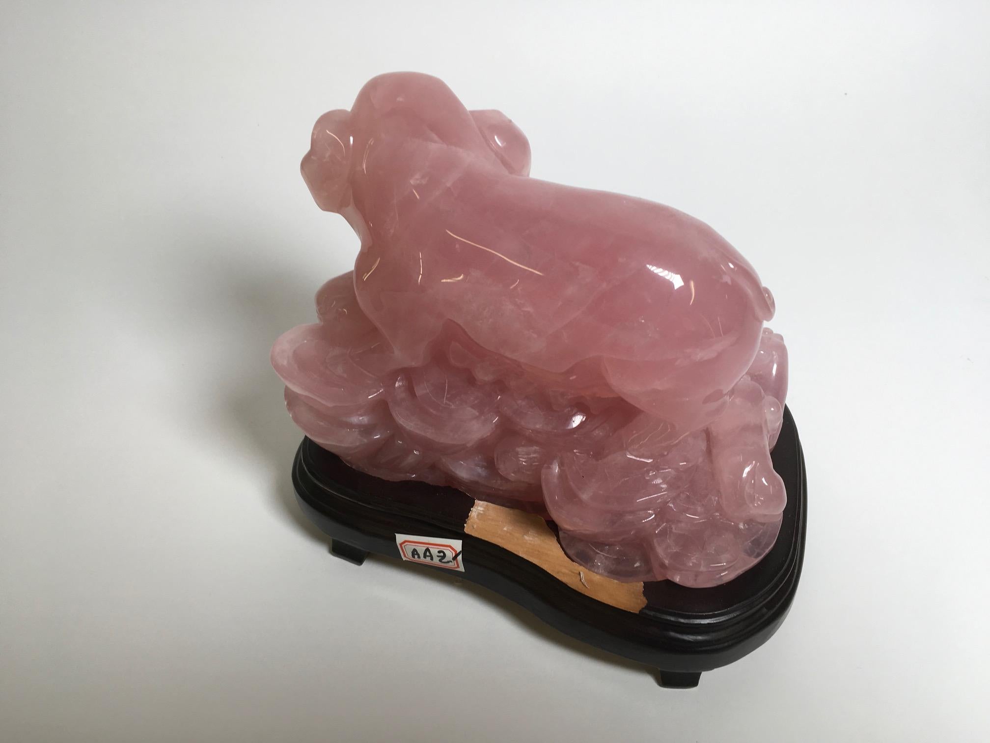 20th Century Beautiful Carved Rose Quartz Sculpture For Sale