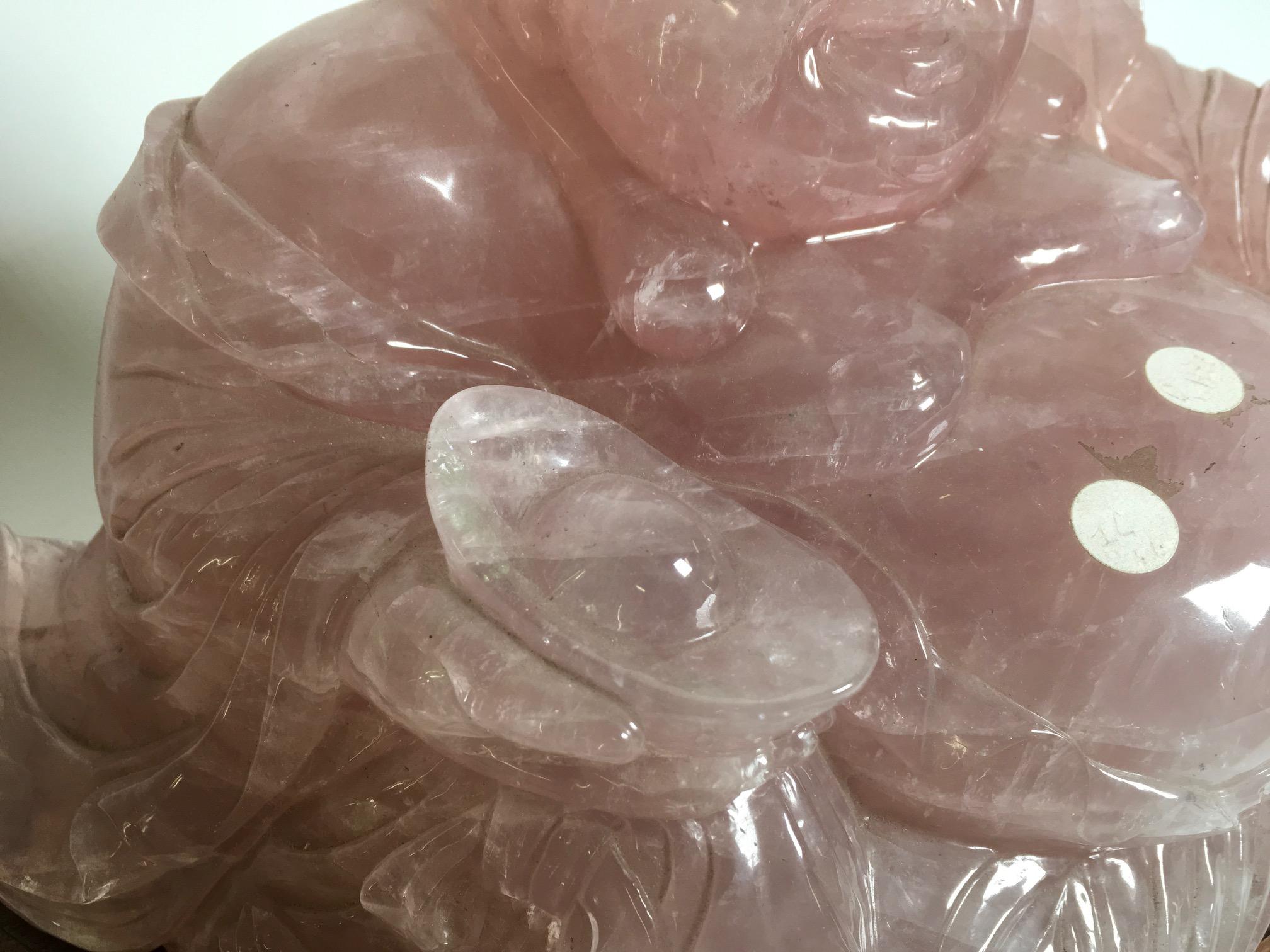 20th Century Beautiful Carved Rose Quartz Sculpture For Sale