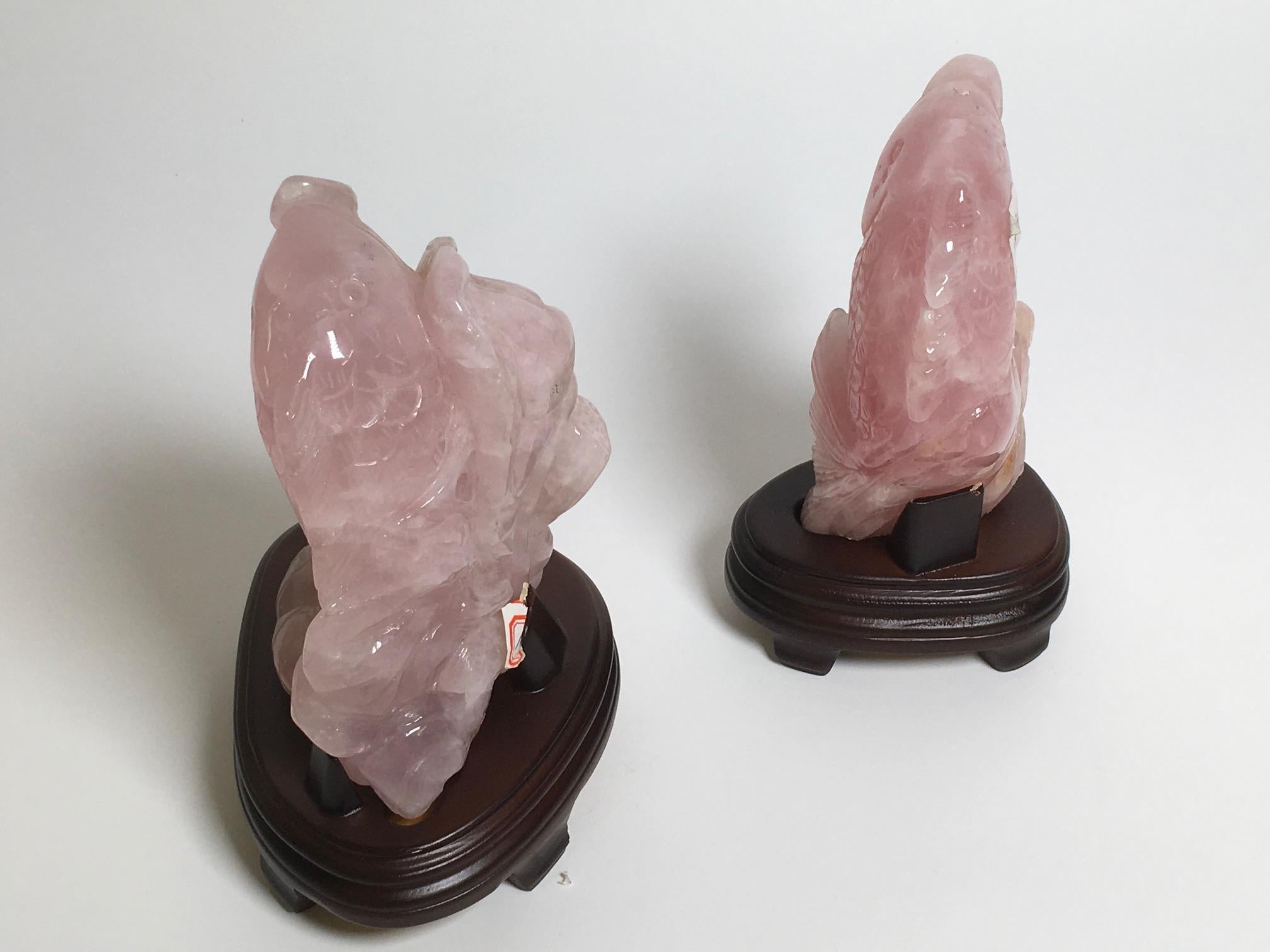 Beautiful Carved Rose Quartz Sculptures In Excellent Condition For Sale In Milan, Italy