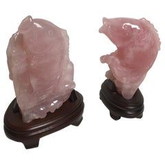 Magnifiques sculptures en quartz rose sculptées