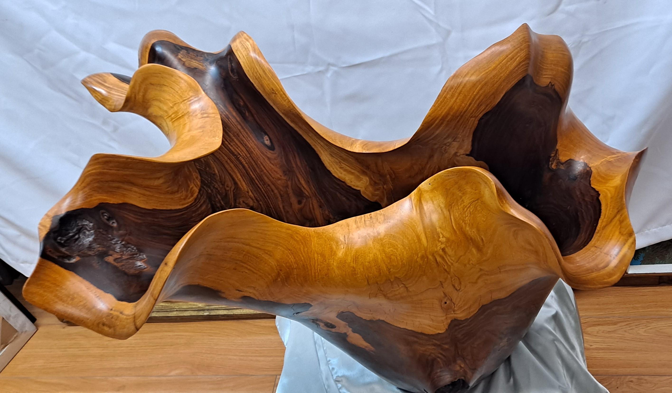 Contemporary Beautiful Carved Rosewood Sculpture Center Piece by Souphom Manikhong For Sale