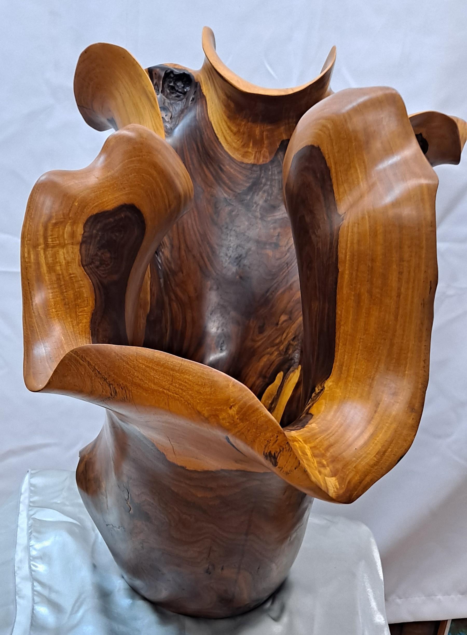 Beautiful Carved Rosewood Sculpture Center Piece by Souphom Manikhong For Sale 4