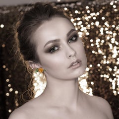 Michael Kanners Carved Citrine Tourmaline and Diamond Flower Earrings