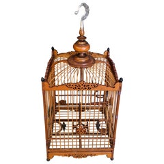 Beautiful Carved Teak Vintage Birdcage