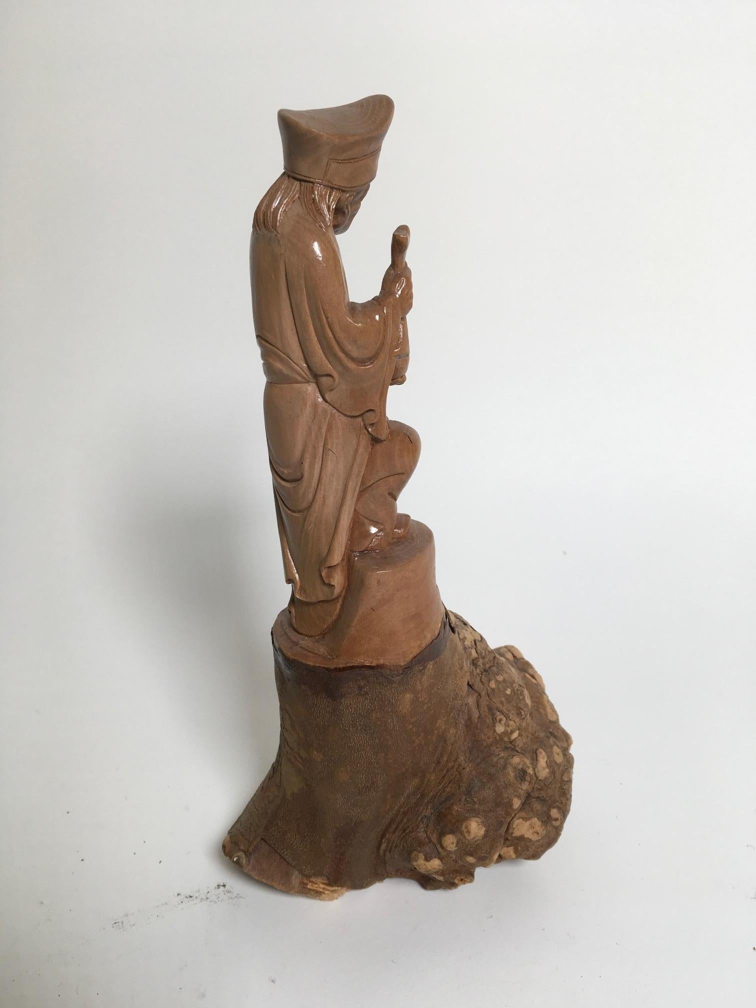 Chinese Beautiful Carved Vine Wood Sculpture For Sale