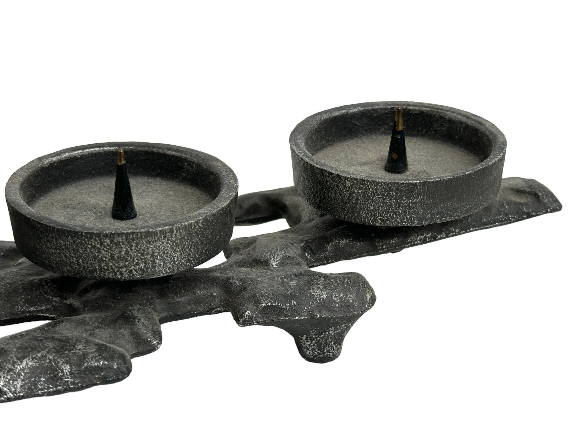 Metal Beautiful cast iron Candlestick Holder Brutalist Era, Germany, 1960s For Sale