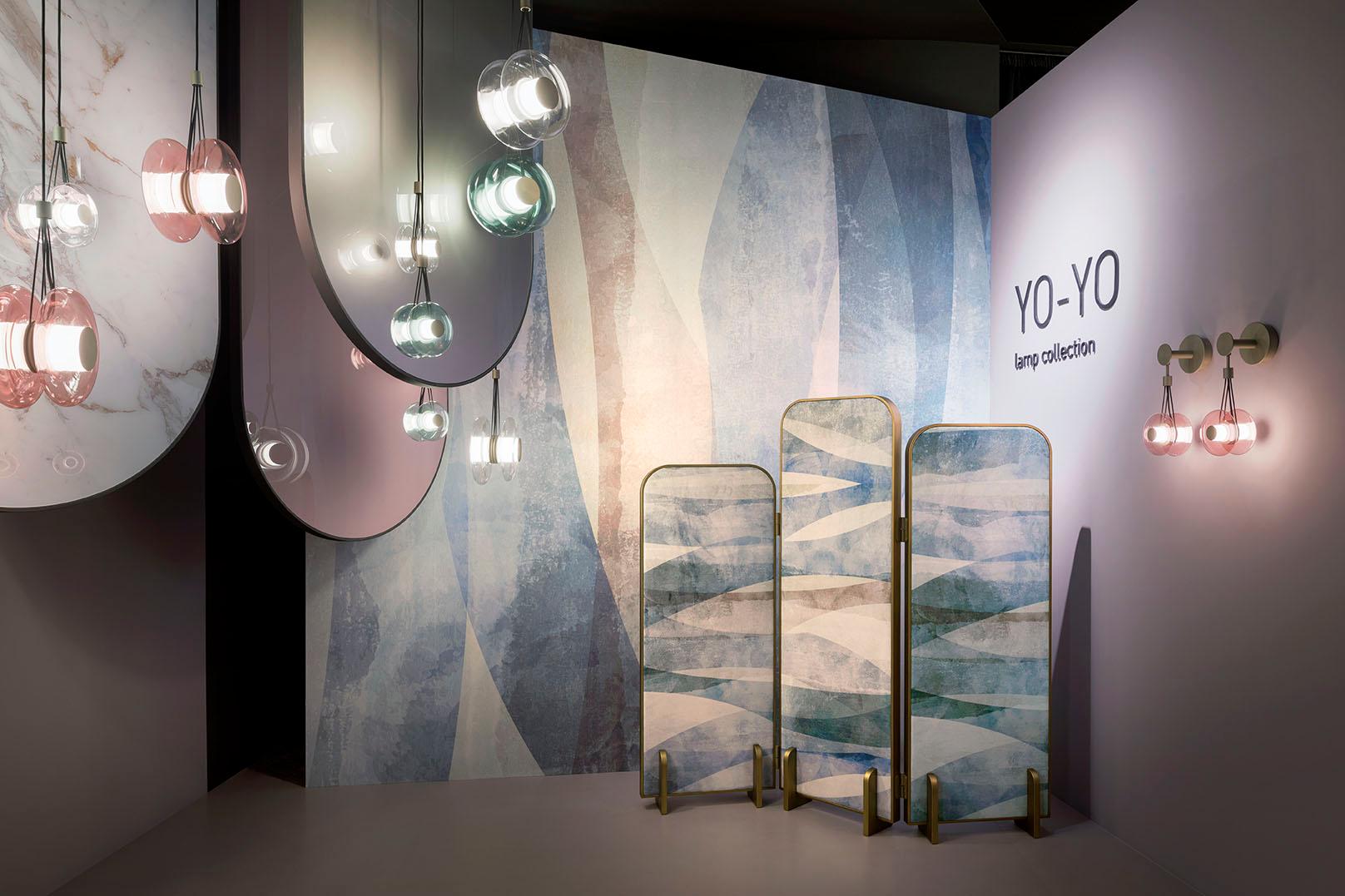 Modern Beautiful Ceiling Lamp Coloured Glass Bespokable Decorative Metal Elements For Sale