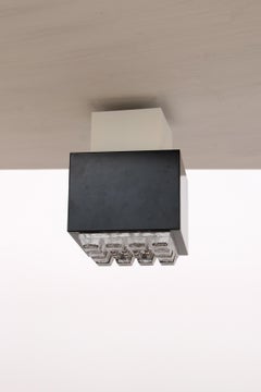 Beautiful ceiling lamp made of metal with glass, 1960s Sweden.