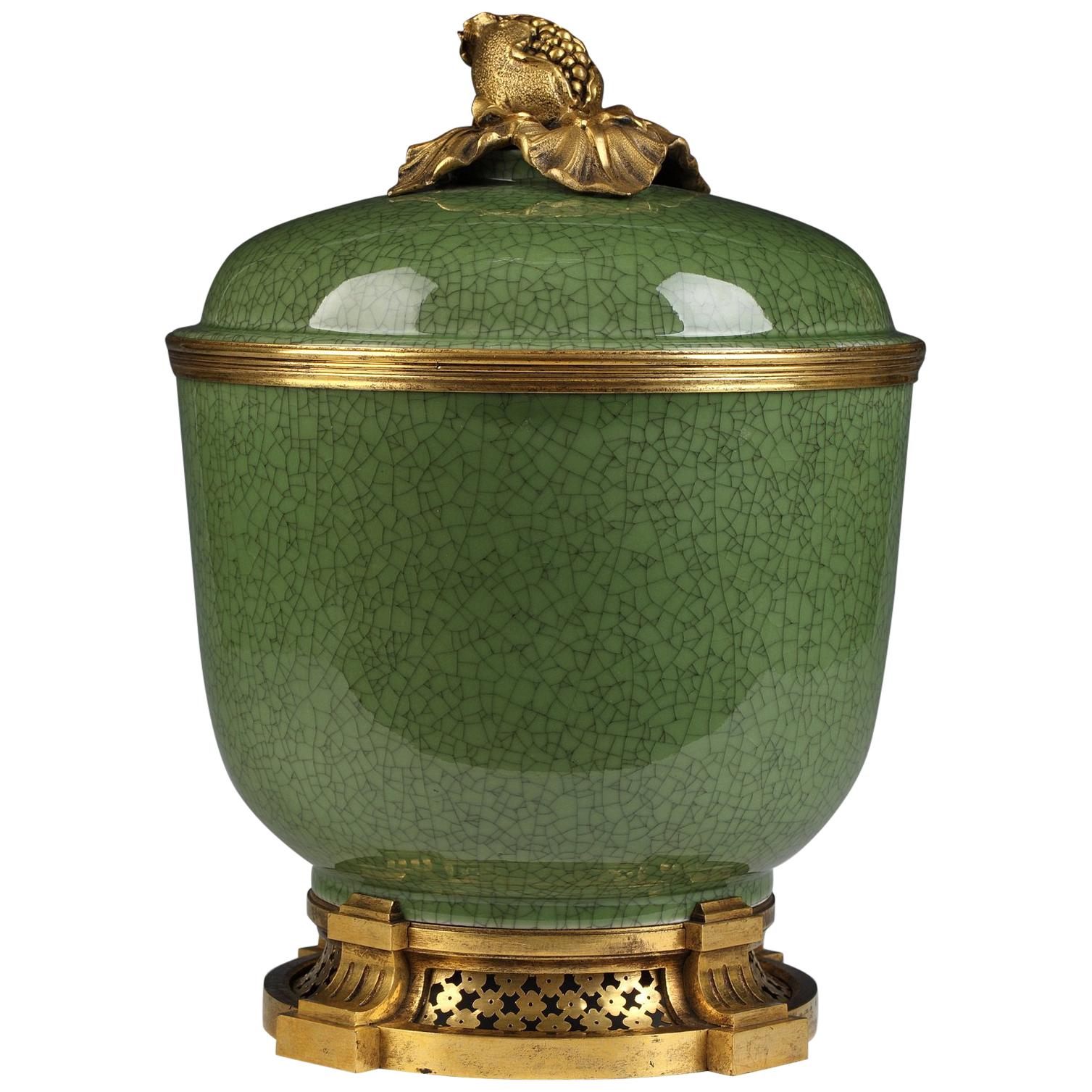 Celadon Porcelain Jar Attributed to L'Escalier de Cristal, France, Circa 1880