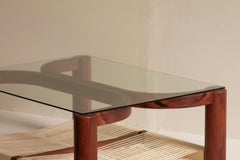 Beautiful center table with woven magazine rack made in Mexican Chicozapote wood