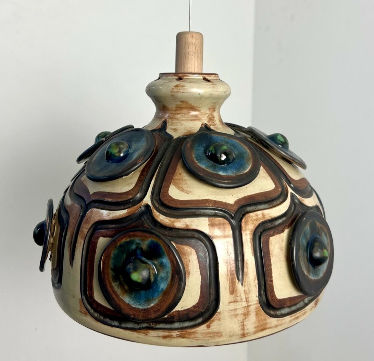 Beautiful Ceramic Pendant Light, Keramik, Denmark, 1970s For Sale 6