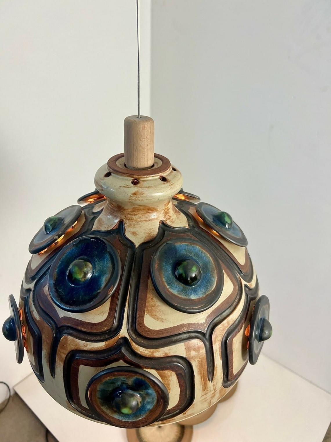 Magnifique lampe suspendue en céramique, Keramik, Danemark, années 1970 en vente 5
