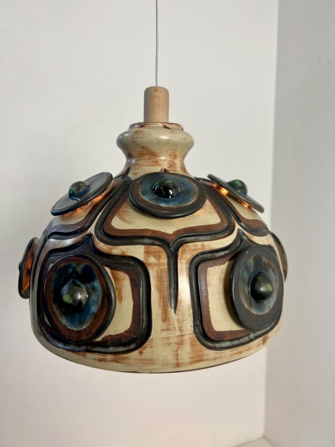 Beautiful Ceramic Pendant Light, Keramik, Denmark, 1970s For Sale 7
