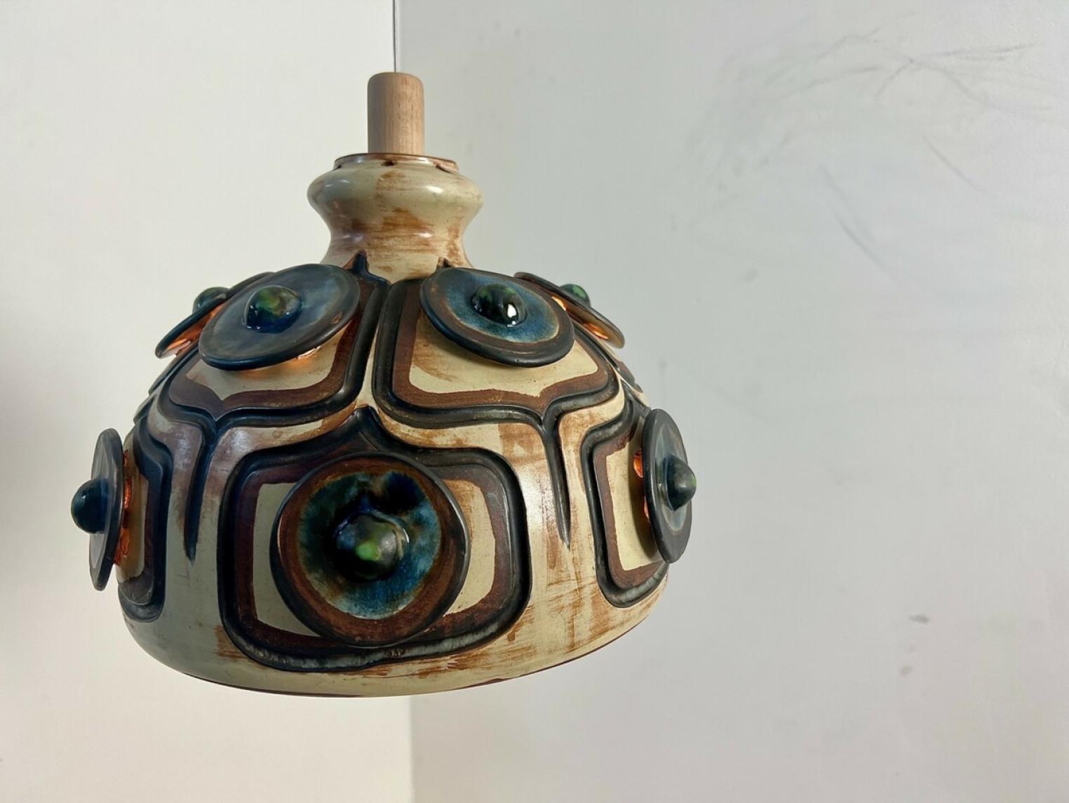 Beautiful Ceramic Pendant Light, Keramik, Denmark, 1970s For Sale 8