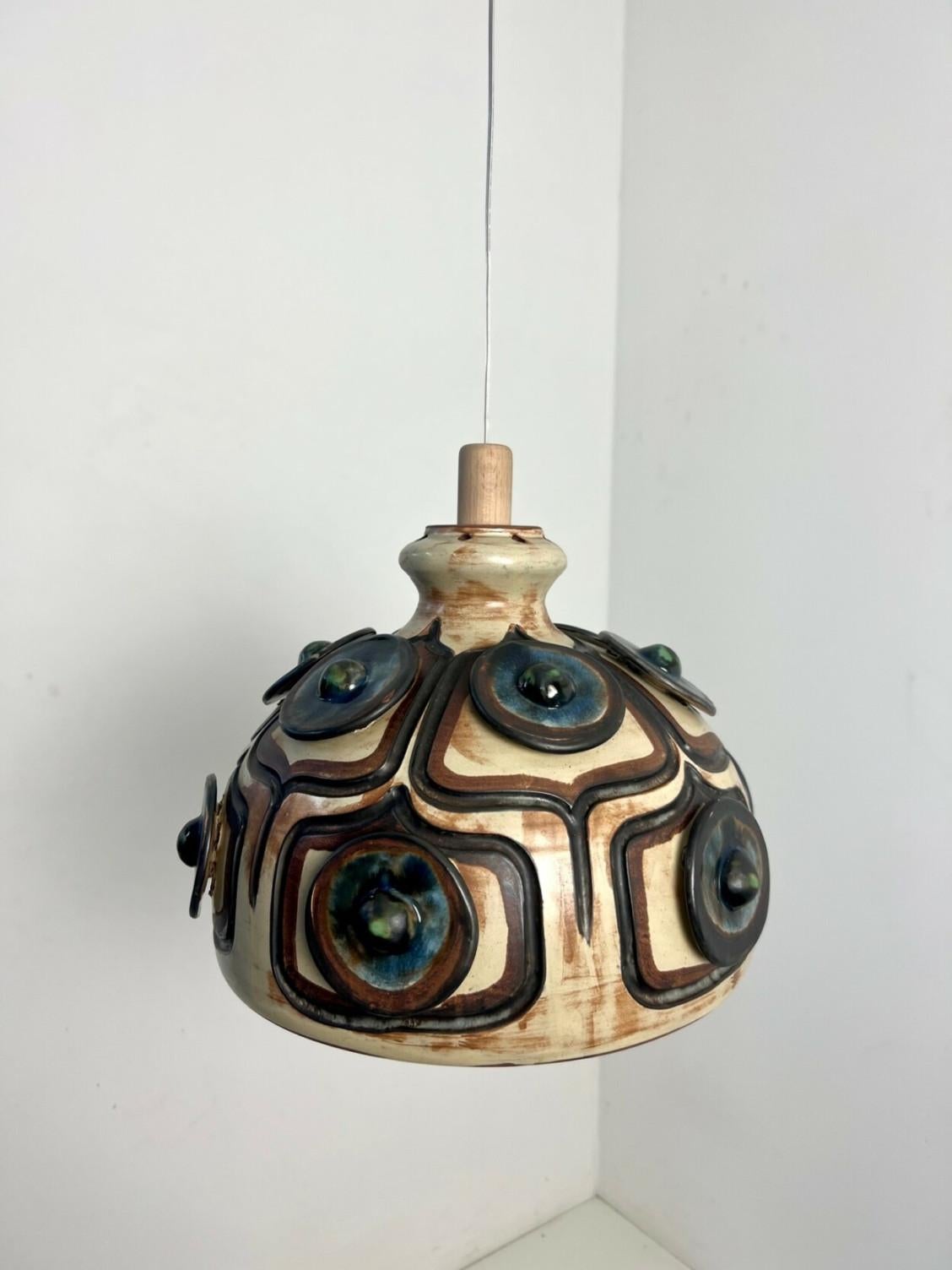 Beautiful Ceramic Pendant Light, Keramik, Denmark, 1970s For Sale 10