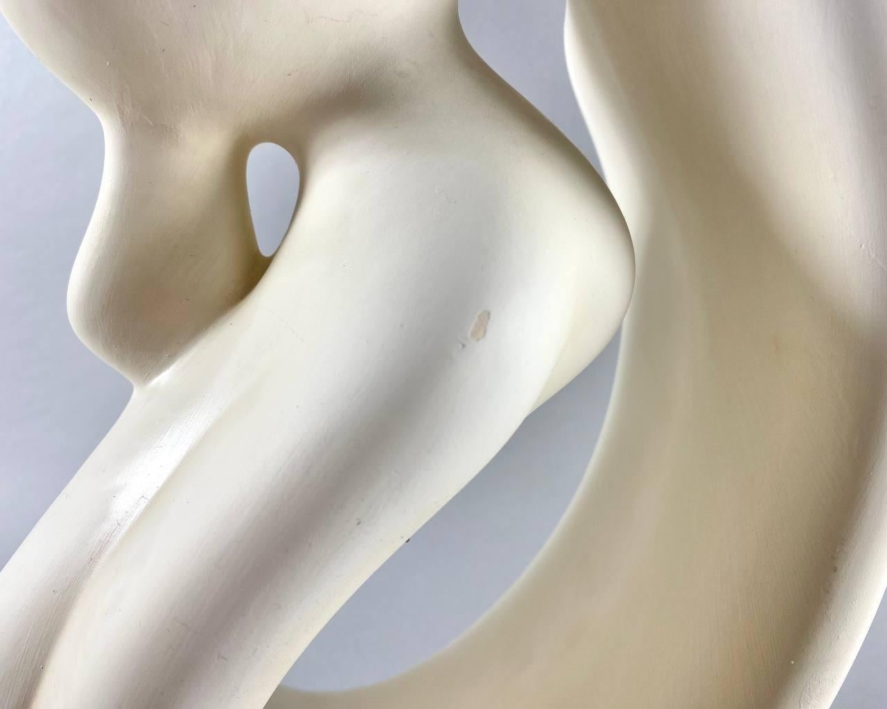 20th Century Beautiful Ceramic Sculpture of Couple Kneeling “the Kiss”  Vintage