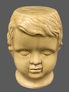 Beautiful Ceramic Toddler Head Garden Stool or Side Table Patio Decoration
