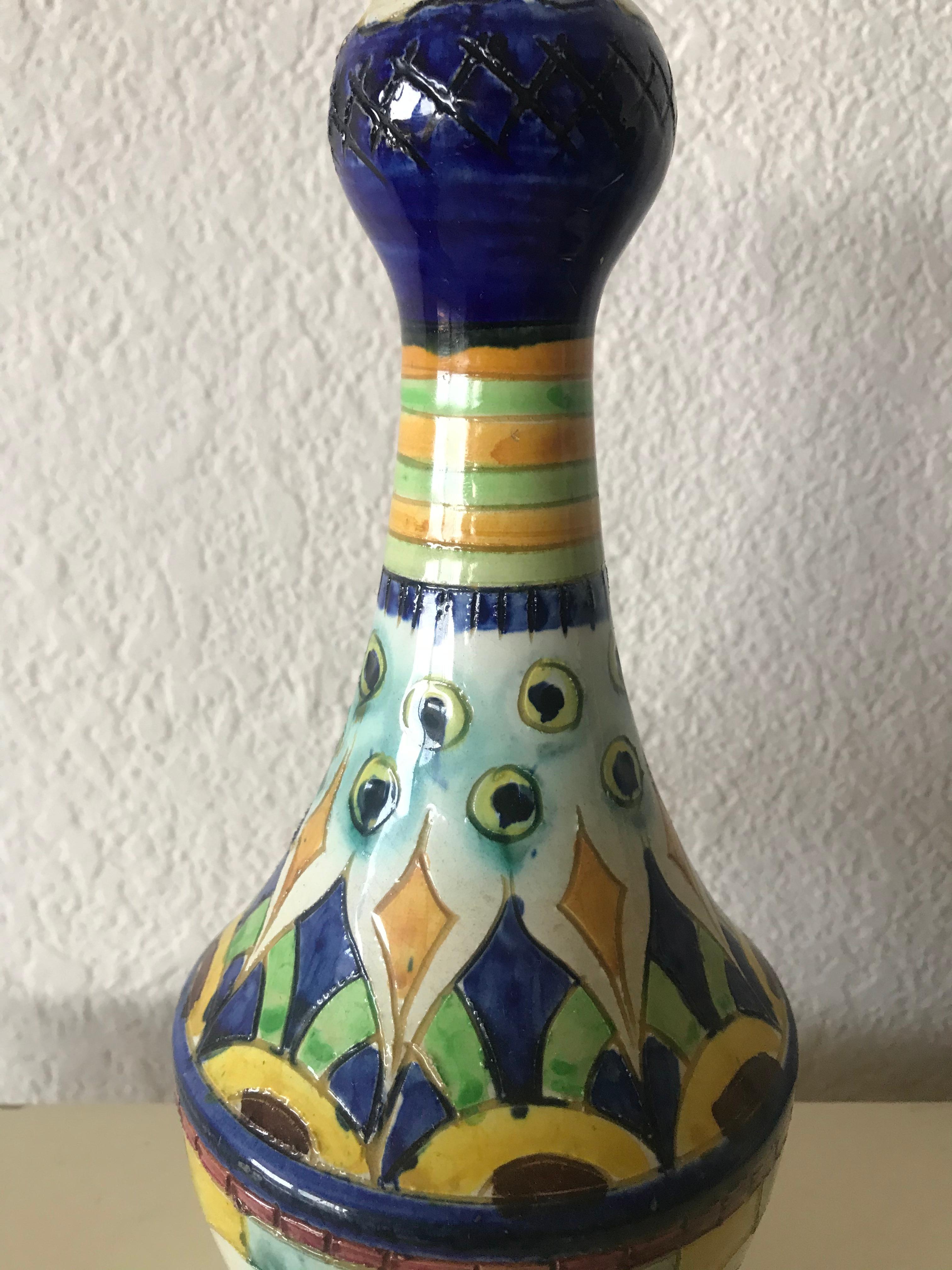 Beautiful midcentury hand painted ceramic vase.
Italy, circa 1950s.