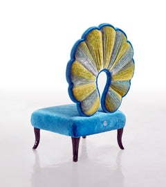 Beautiful Chair with Solid Timbers and Wood Frame Lacquered Legs Silk Velvet
