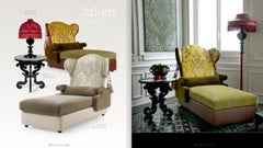 Beautiful Chaise Longue frame made of solid timber steel pipes Tassel Tiebacks