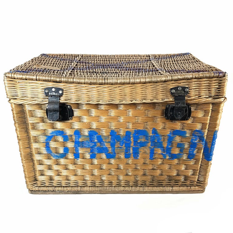 Beautiful Champagne Wicker Basket Trunk 1910s France At 1stdibs
