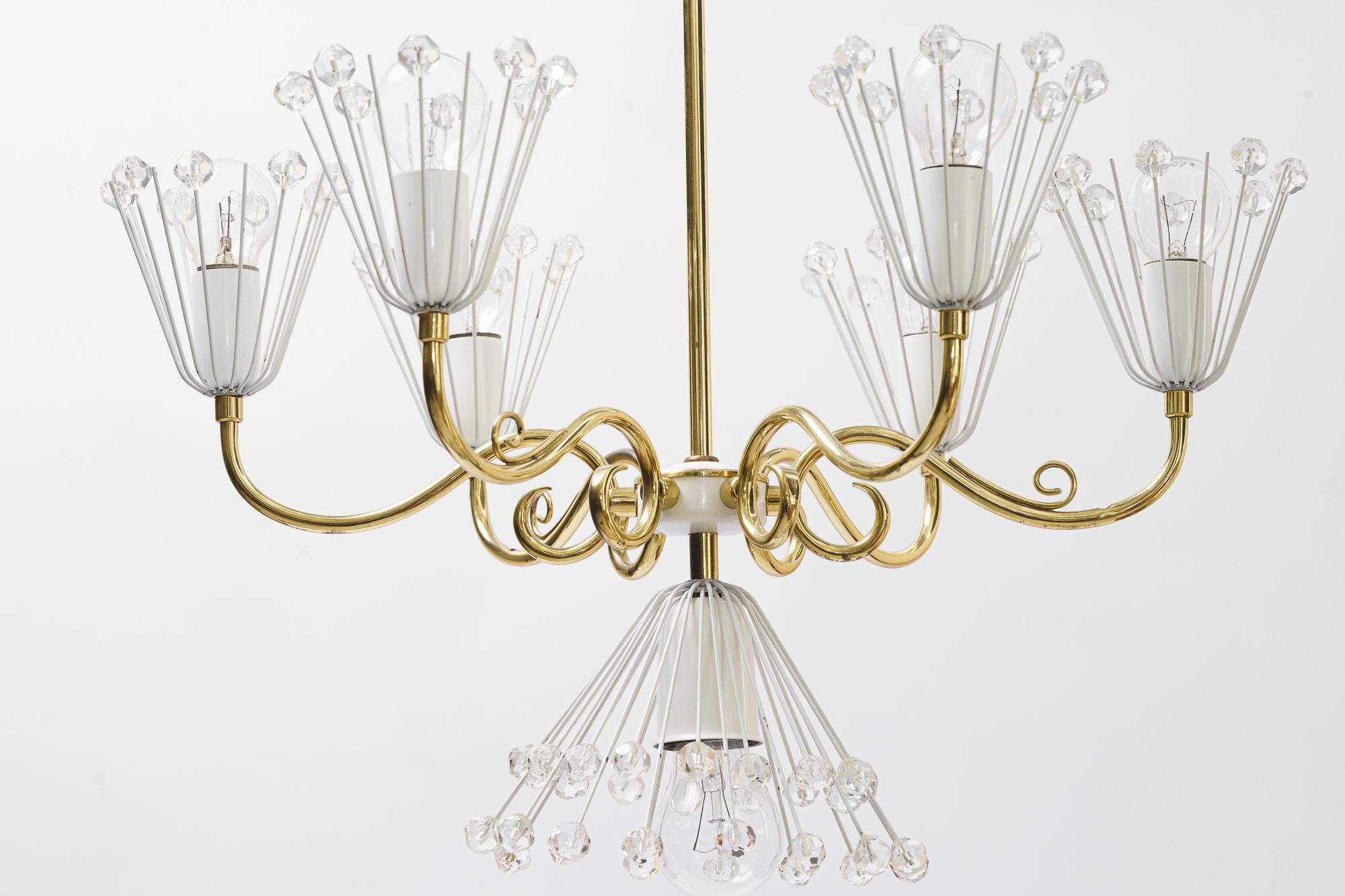 Glass  Beautiful Chandelier by Emil Stejnar for Rupert Nikoll around 1960s For Sale