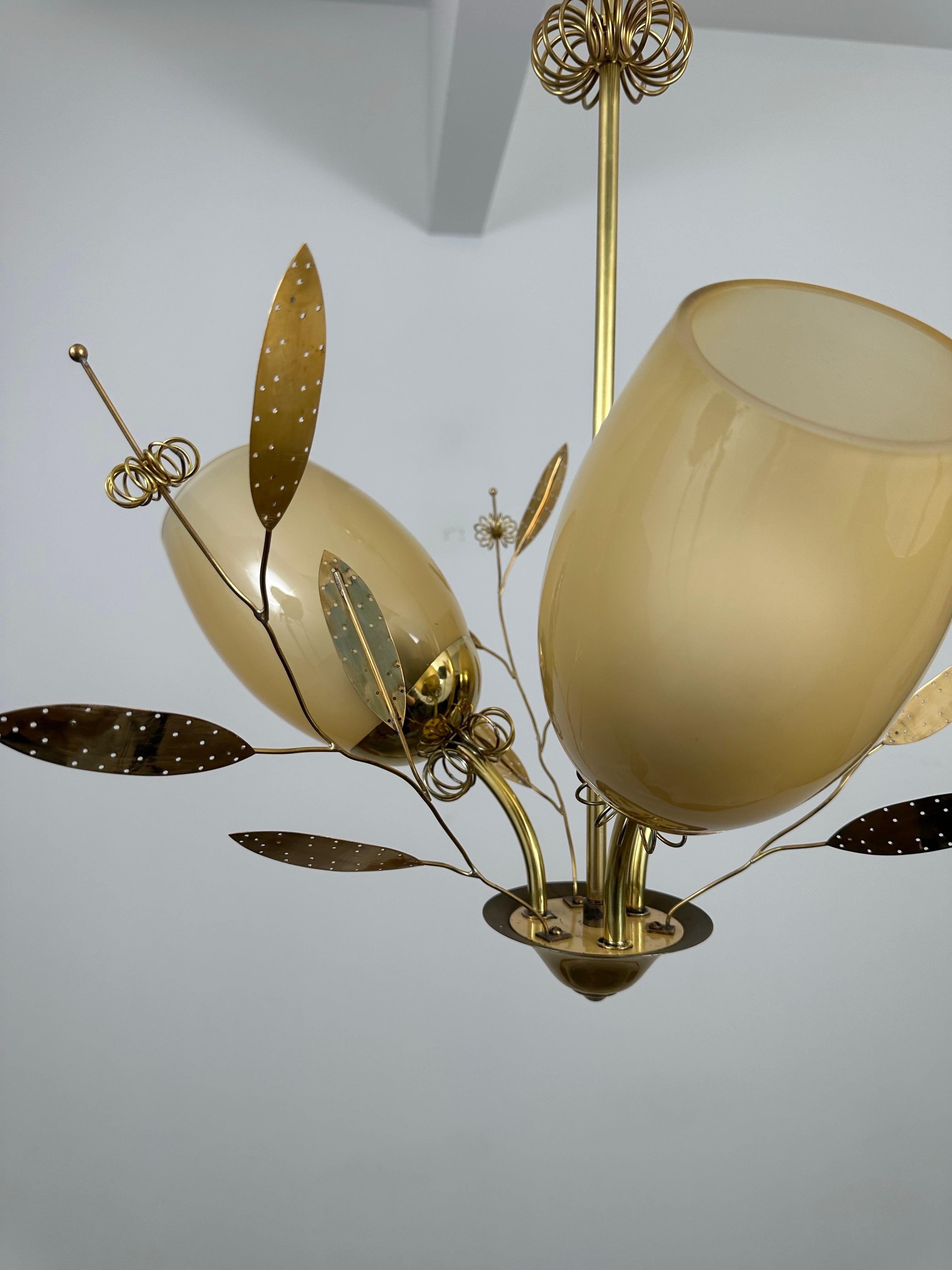 Beautiful Chandelier / Pendant Ceiling Light by Itsu, Finland, 1950s 4