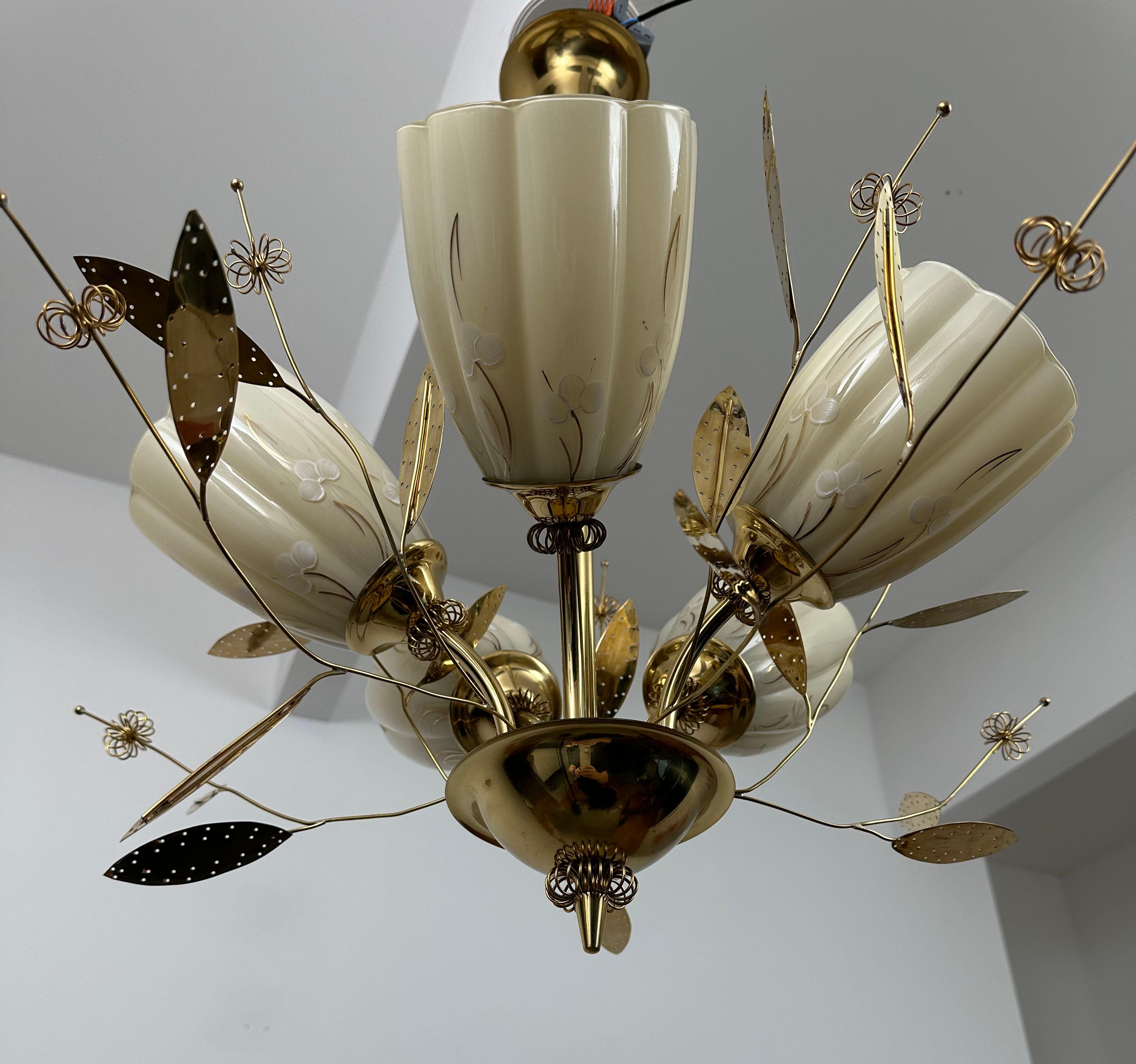 Beautiful Chandelier / Pendant Ceiling Light by Itsu, Finland, 1950s For Sale 7