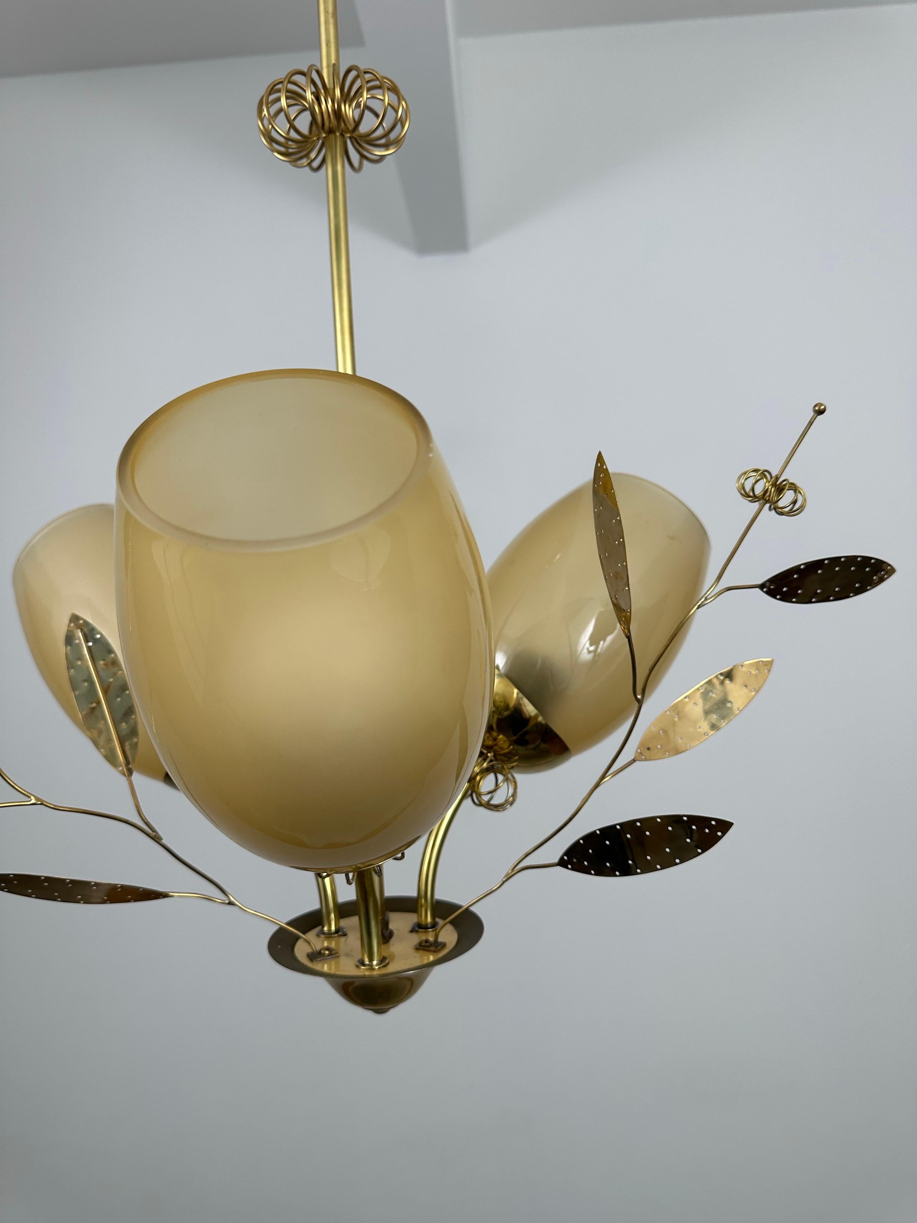 Beautiful Chandelier / Pendant Ceiling Light by Itsu, Finland, 1950s 5