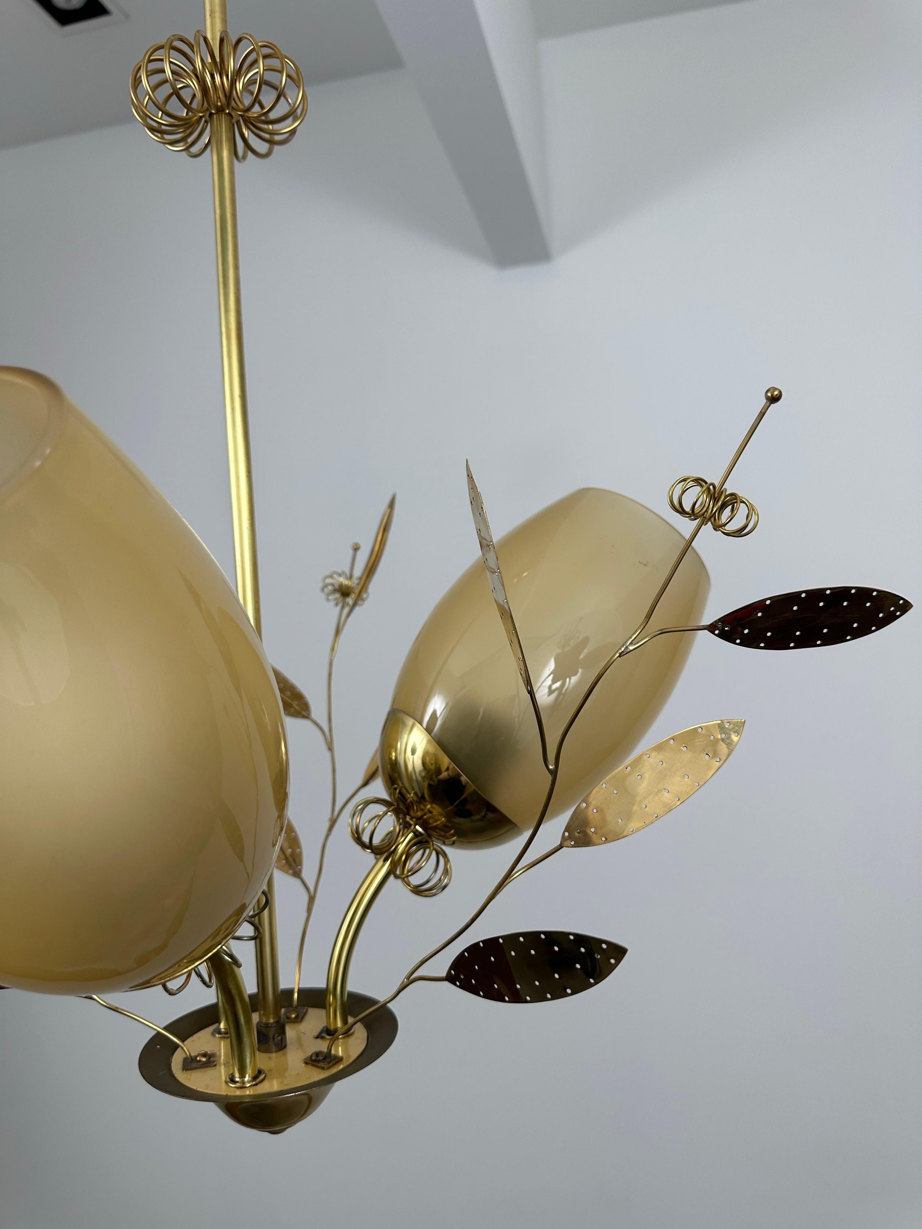 Beautiful Chandelier / Pendant Ceiling Light by Itsu, Finland, 1950s 6