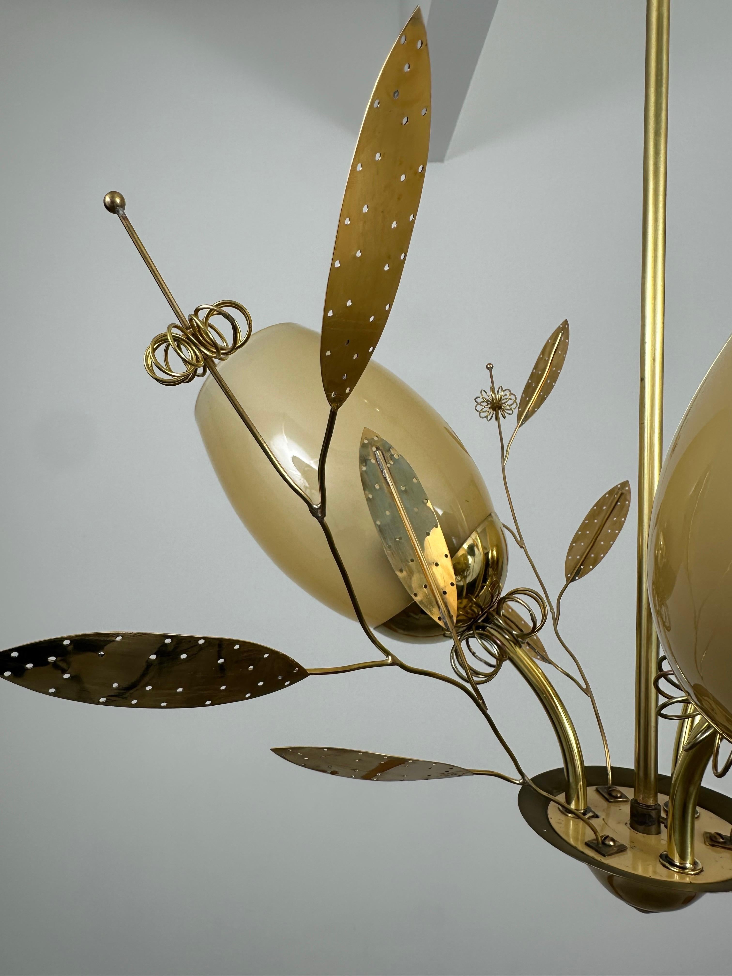 Beautiful Chandelier / Pendant Ceiling Light by Itsu, Finland, 1950s 7