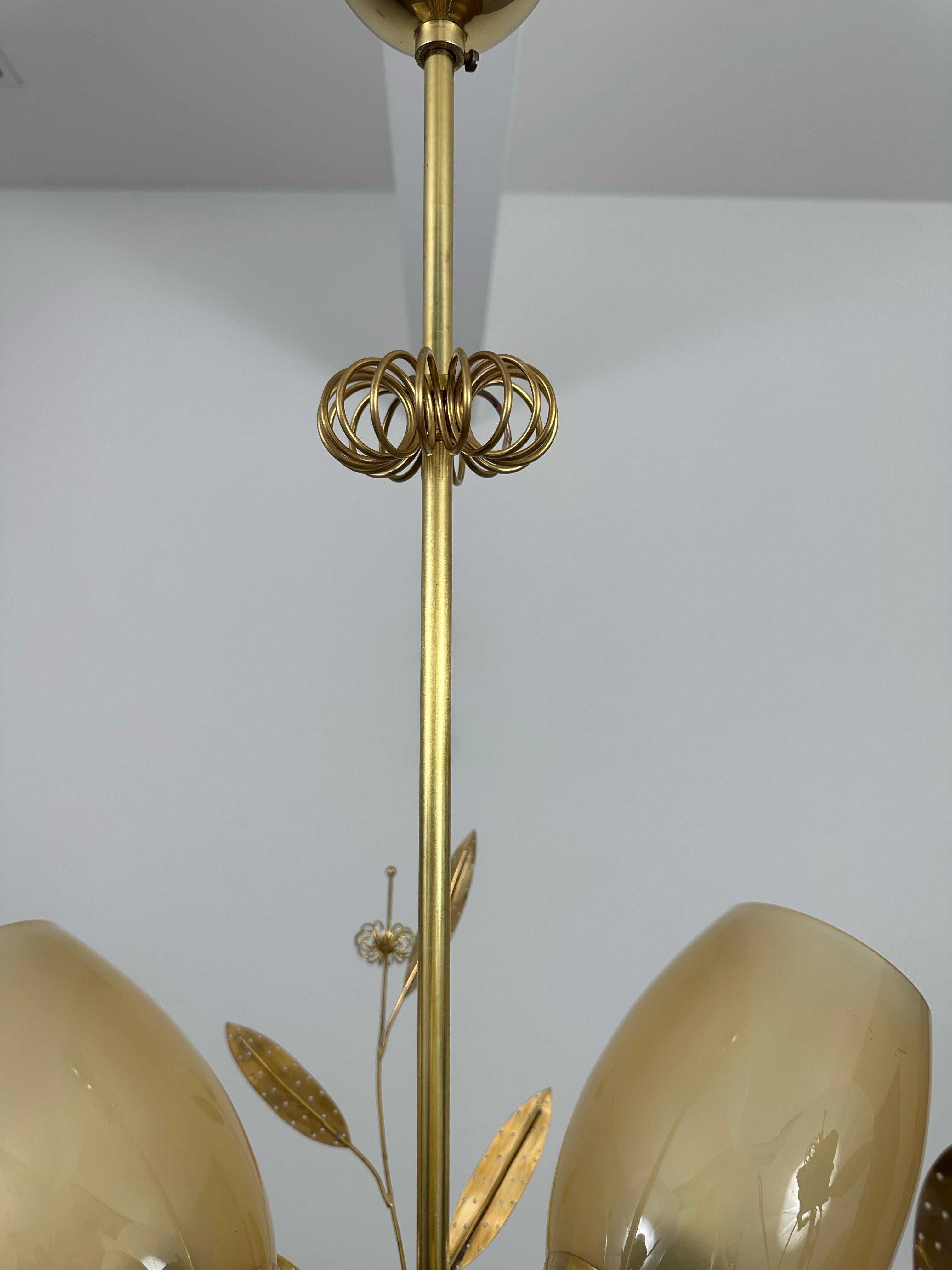 Beautiful Chandelier / Pendant Ceiling Light by Itsu, Finland, 1950s 8