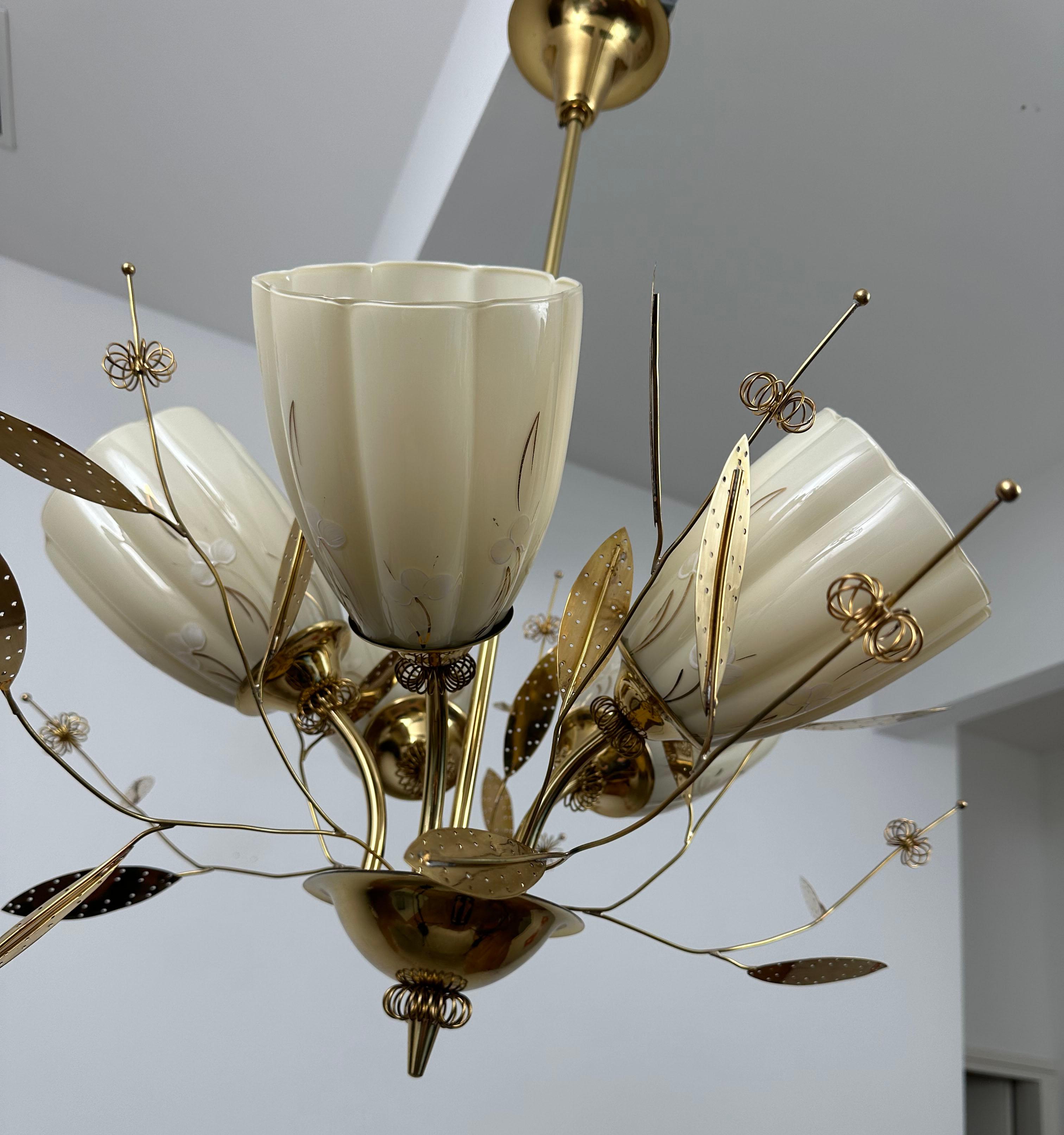 Beautiful Chandelier / Pendant Ceiling Light by Itsu, Finland, 1950s For Sale 5