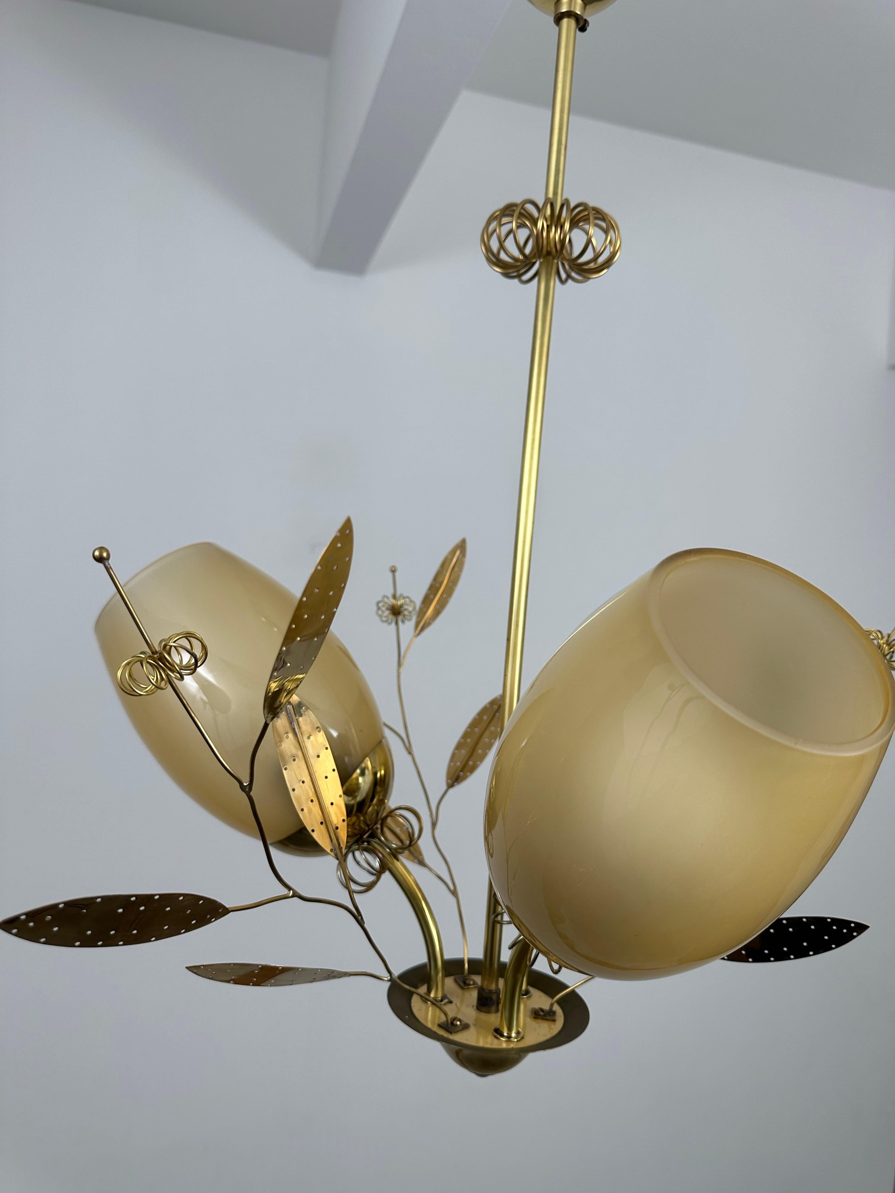 Beautiful Chandelier / Pendant Ceiling Light by Itsu, Finland, 1950s 9