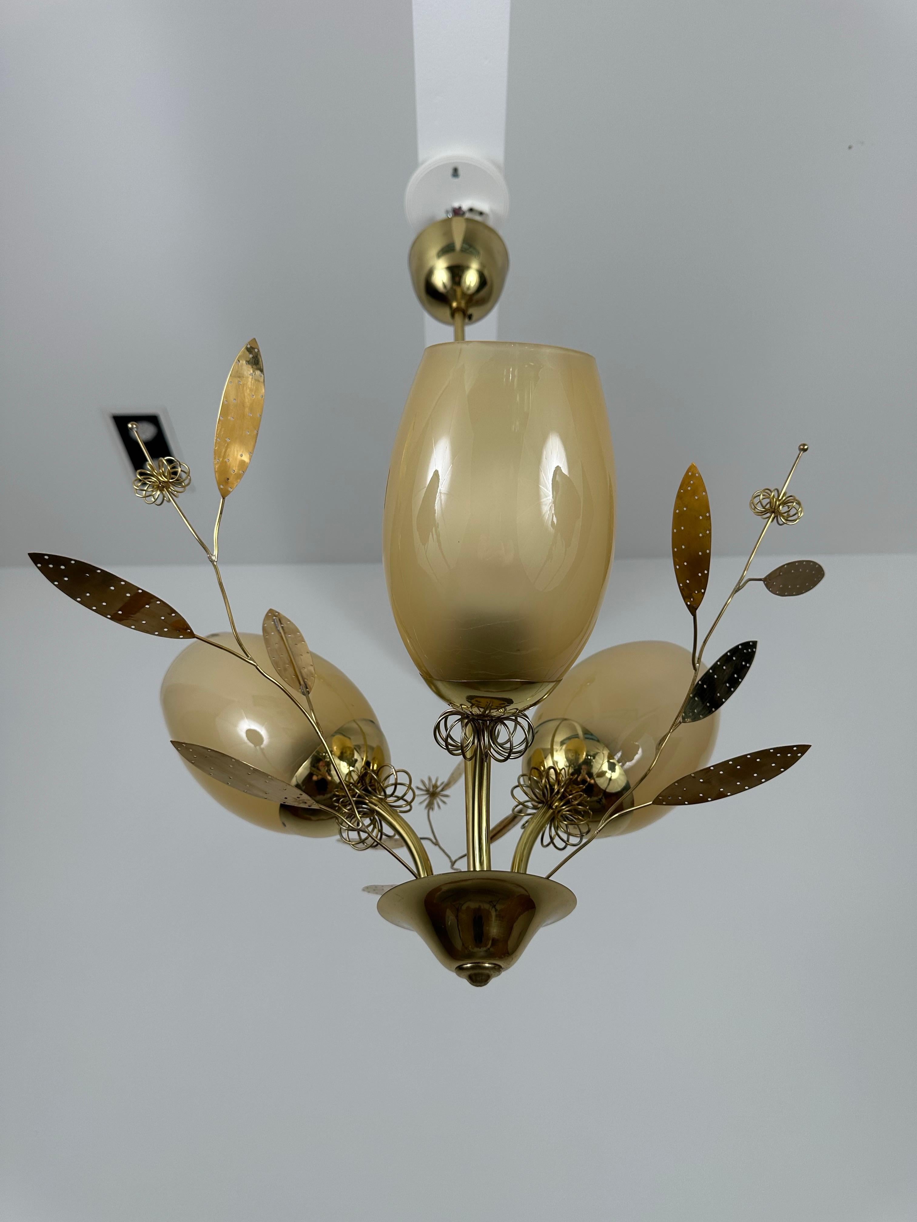 Finnish Beautiful Chandelier / Pendant Ceiling Light by Itsu, Finland, 1950s