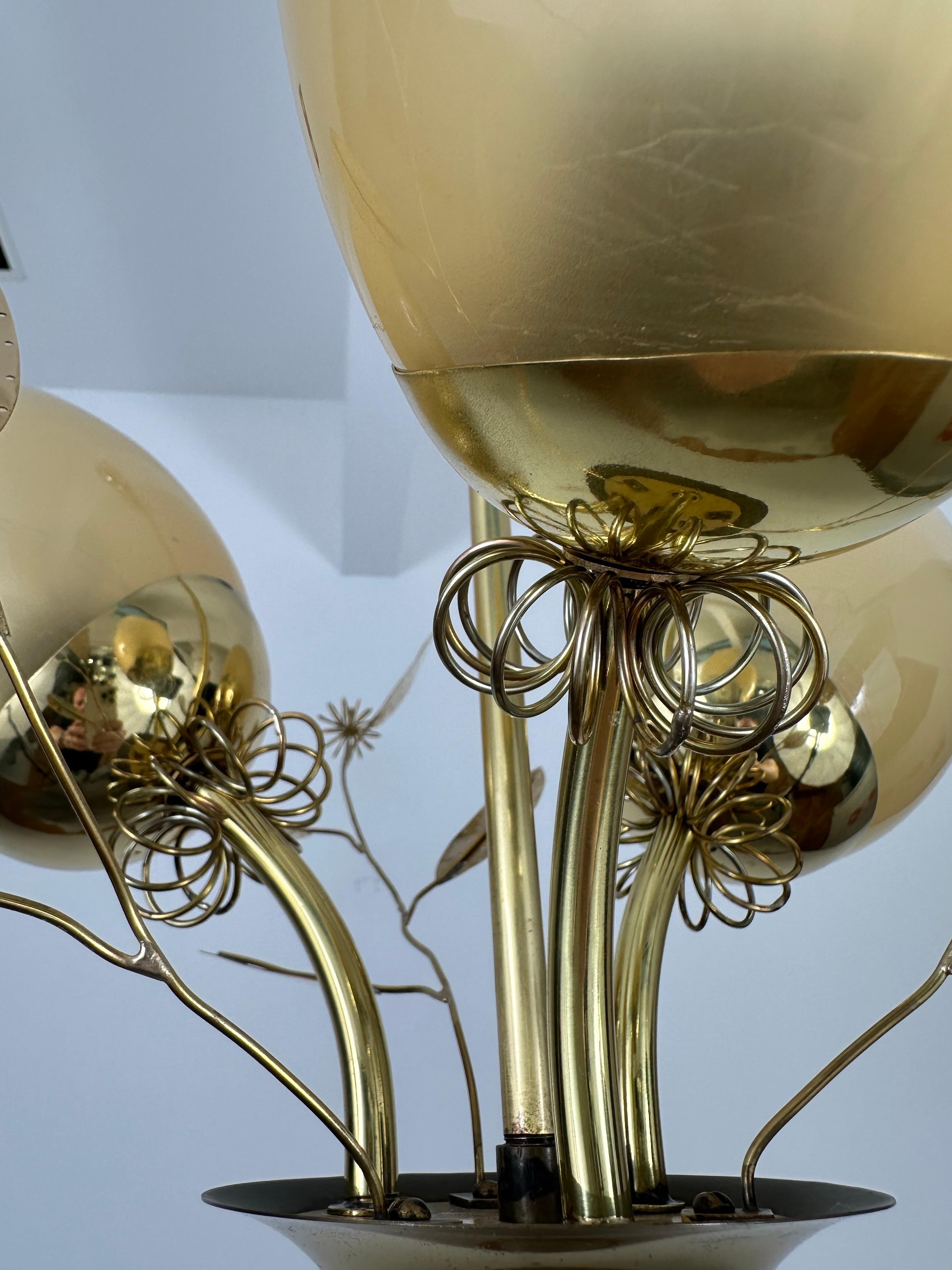 Brass Beautiful Chandelier / Pendant Ceiling Light by Itsu, Finland, 1950s