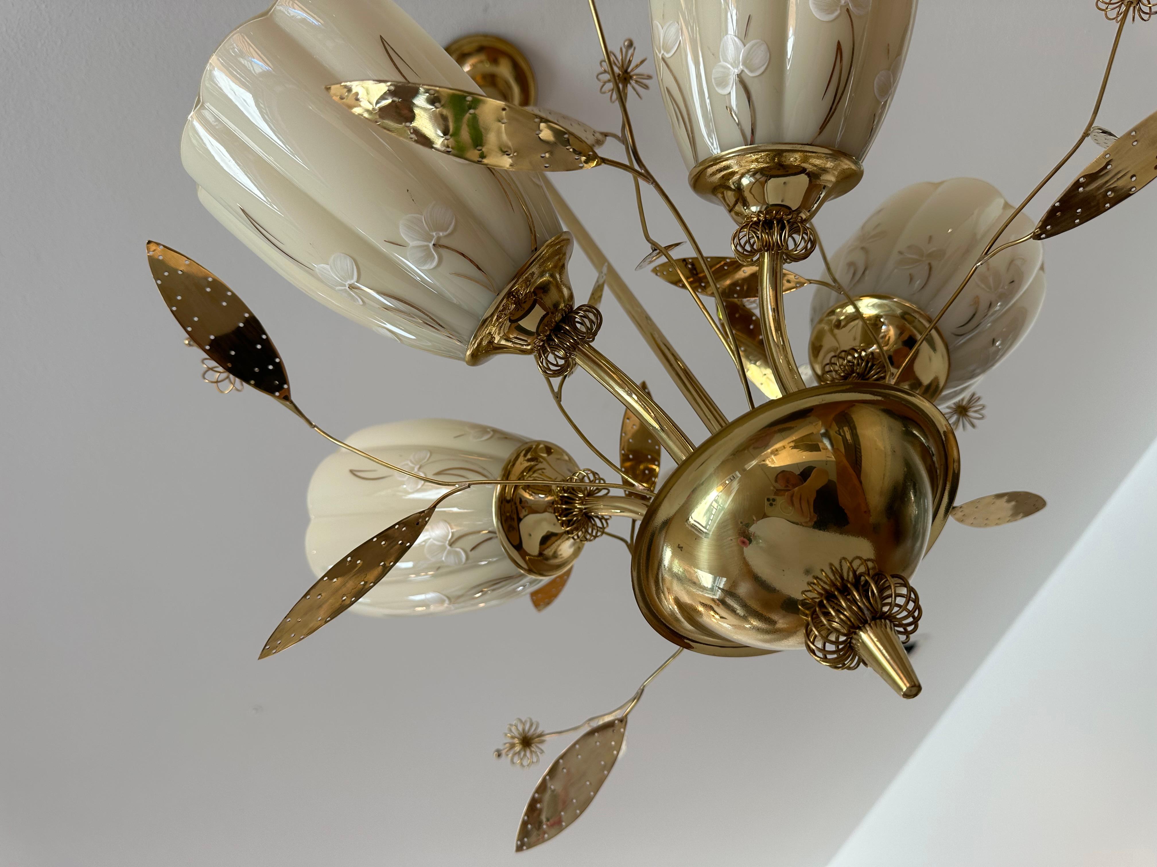 Beautiful Chandelier / Pendant Ceiling Light by Itsu, Finland, 1950s For Sale 8