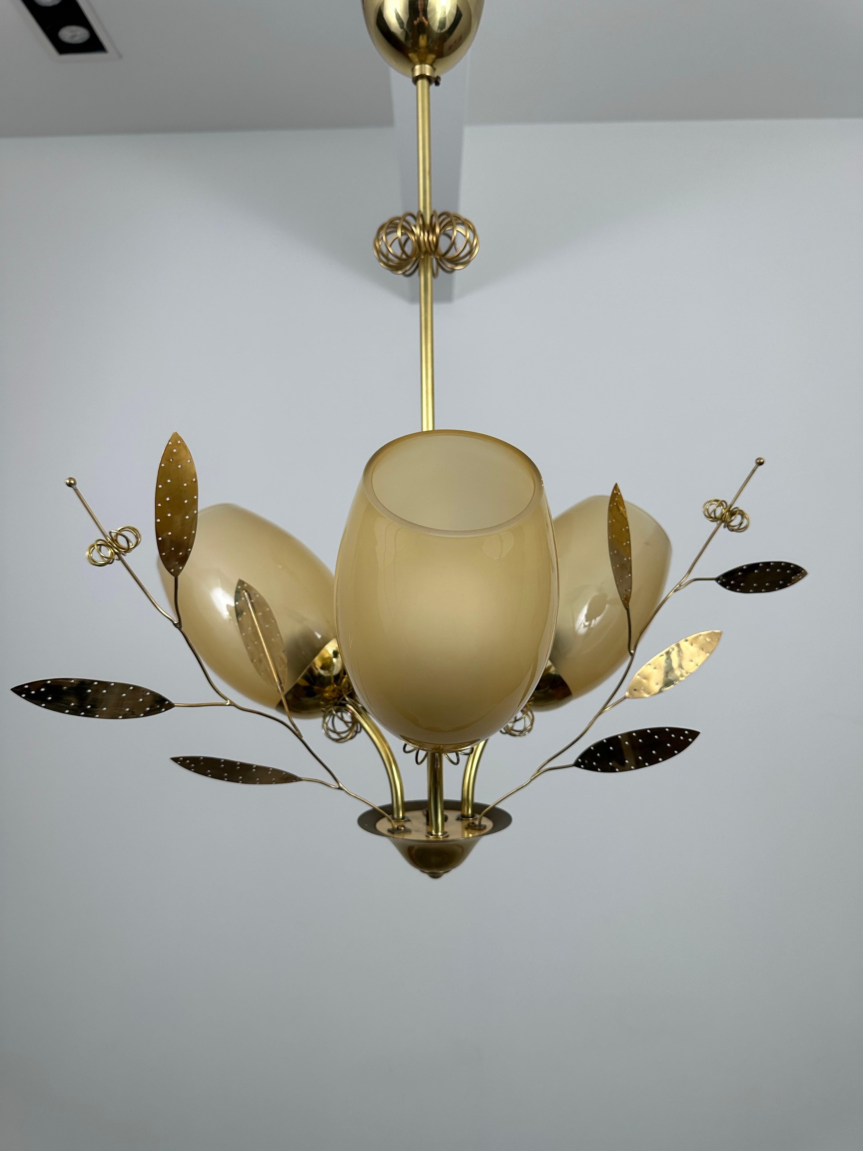 Beautiful Chandelier / Pendant Ceiling Light by Itsu, Finland, 1950s 1