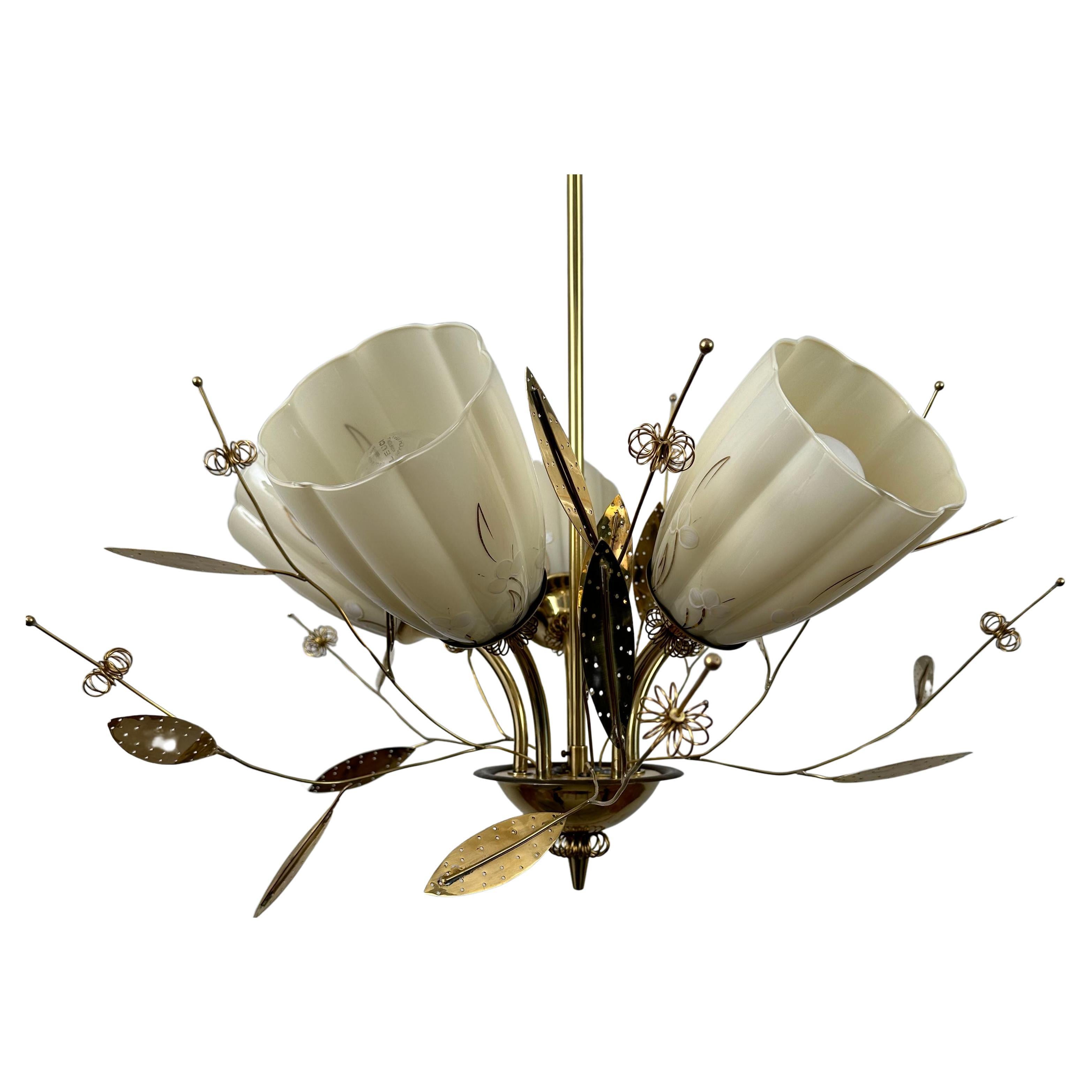 Beautiful Chandelier / Pendant Ceiling Light by Itsu, Finland, 1950s For Sale
