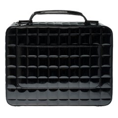Beautiful Chanel black quilted patent leather satchel bag