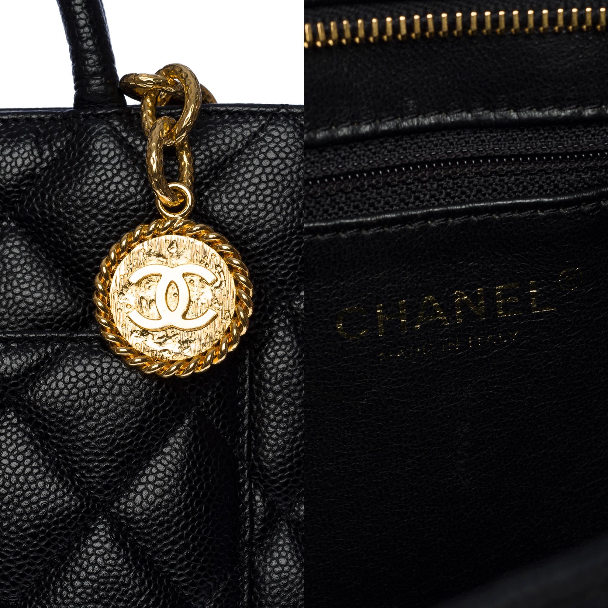 Beautiful Chanel Medaillon Tote bag in black caviar leather, GHW For Sale 1