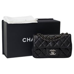 Beautiful Chanel Timeless Mini shoulder Flap bag in Black quilted lambskin, BSHW