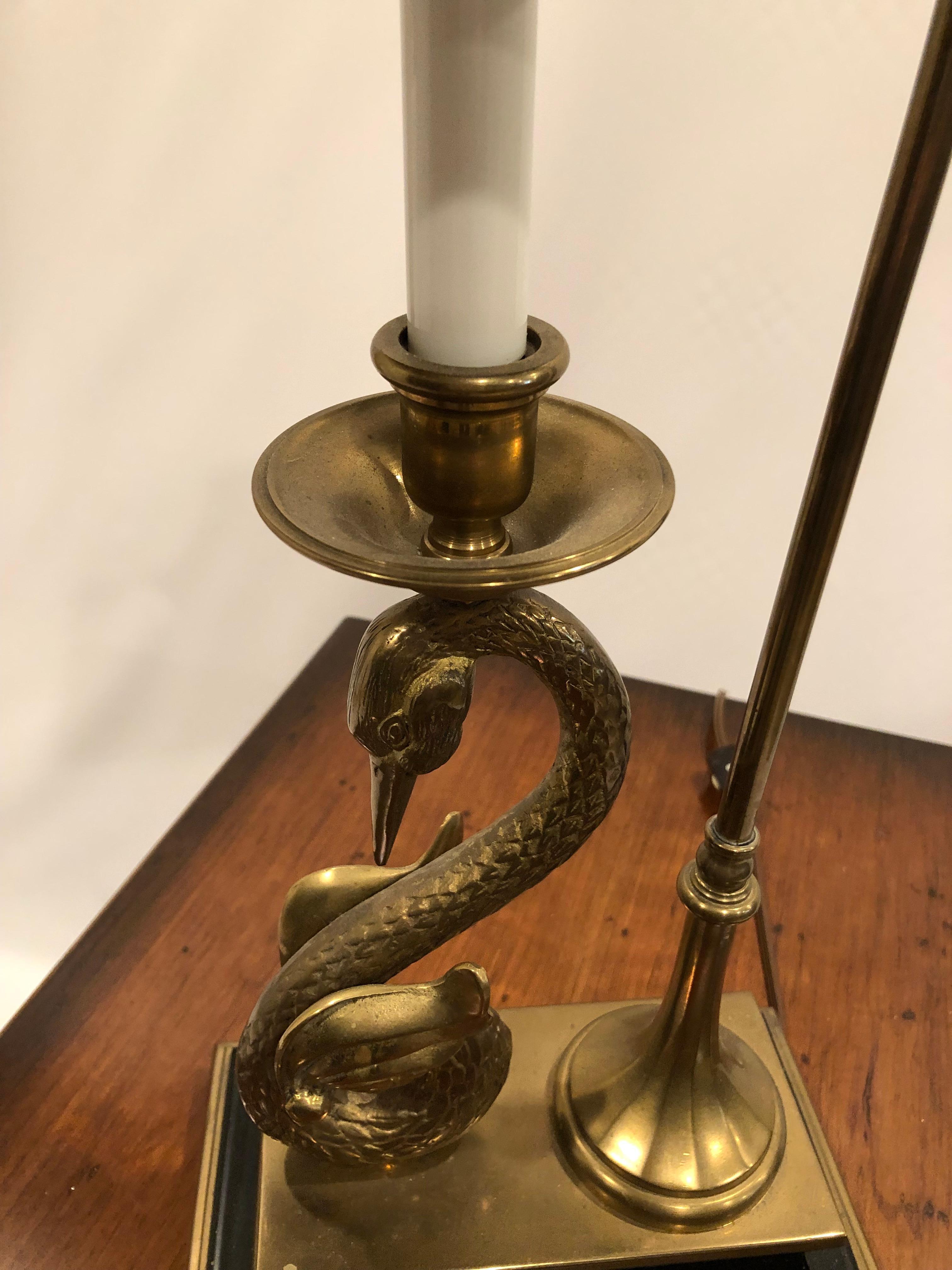 Beautiful Chapman Brass Swan Lamp with Metal Shade 2