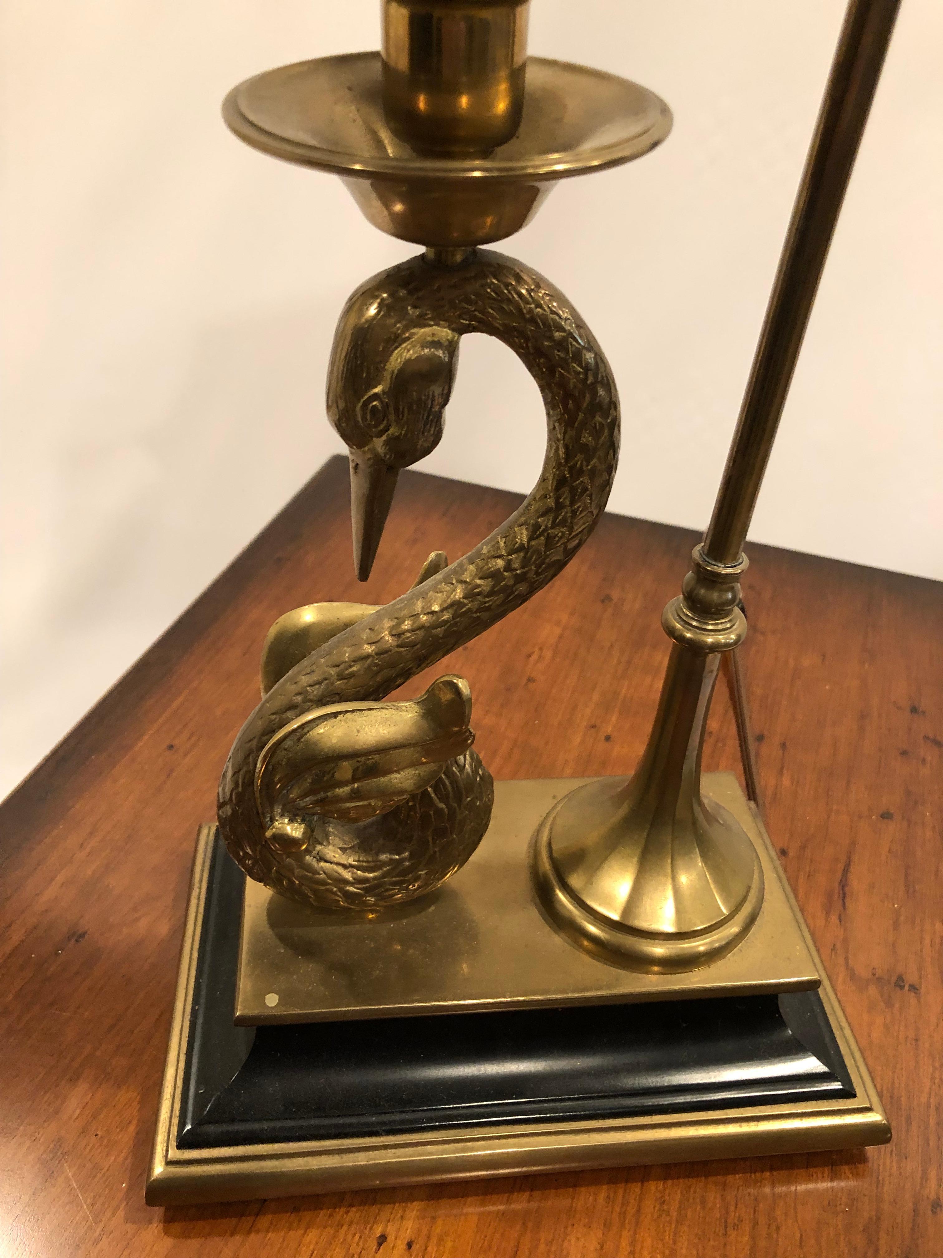 Beautiful Chapman Brass Swan Lamp with Metal Shade 3