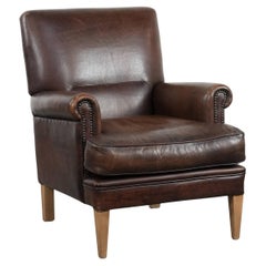 Beautiful Characterful Sheep Leather Armchair with a Deep Colour