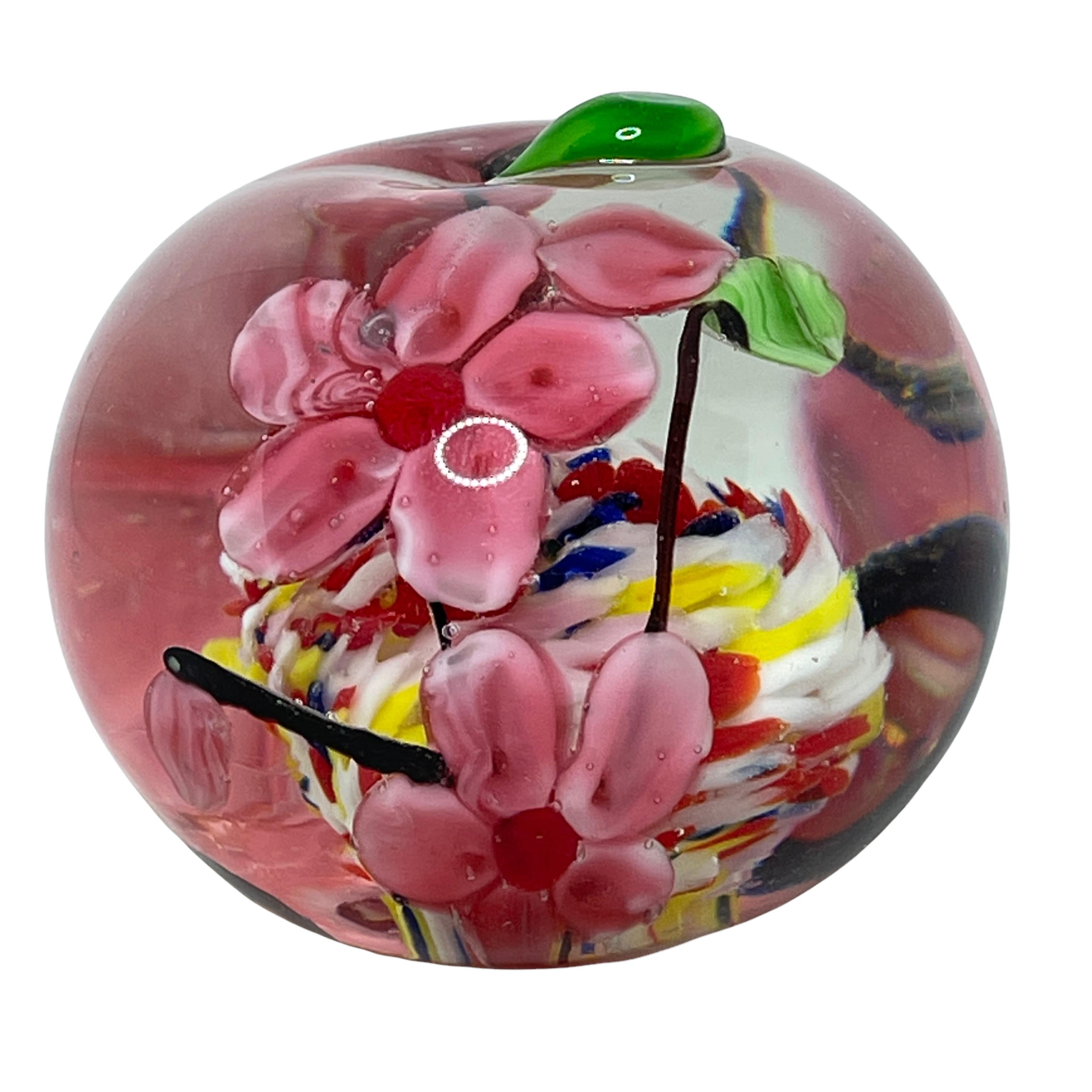 apple glass paperweight