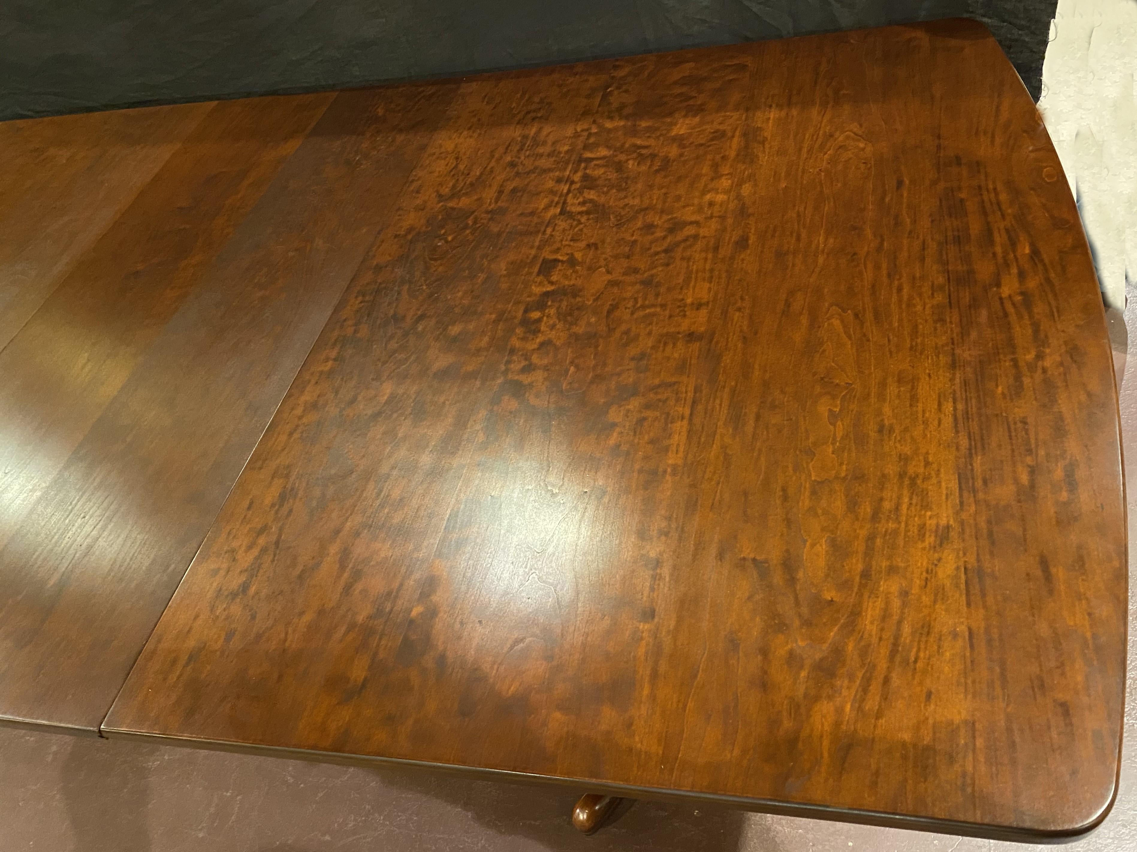 Hand-Carved Beautiful Cherrywood Double Pedestal Dining Table with Leaves For Sale