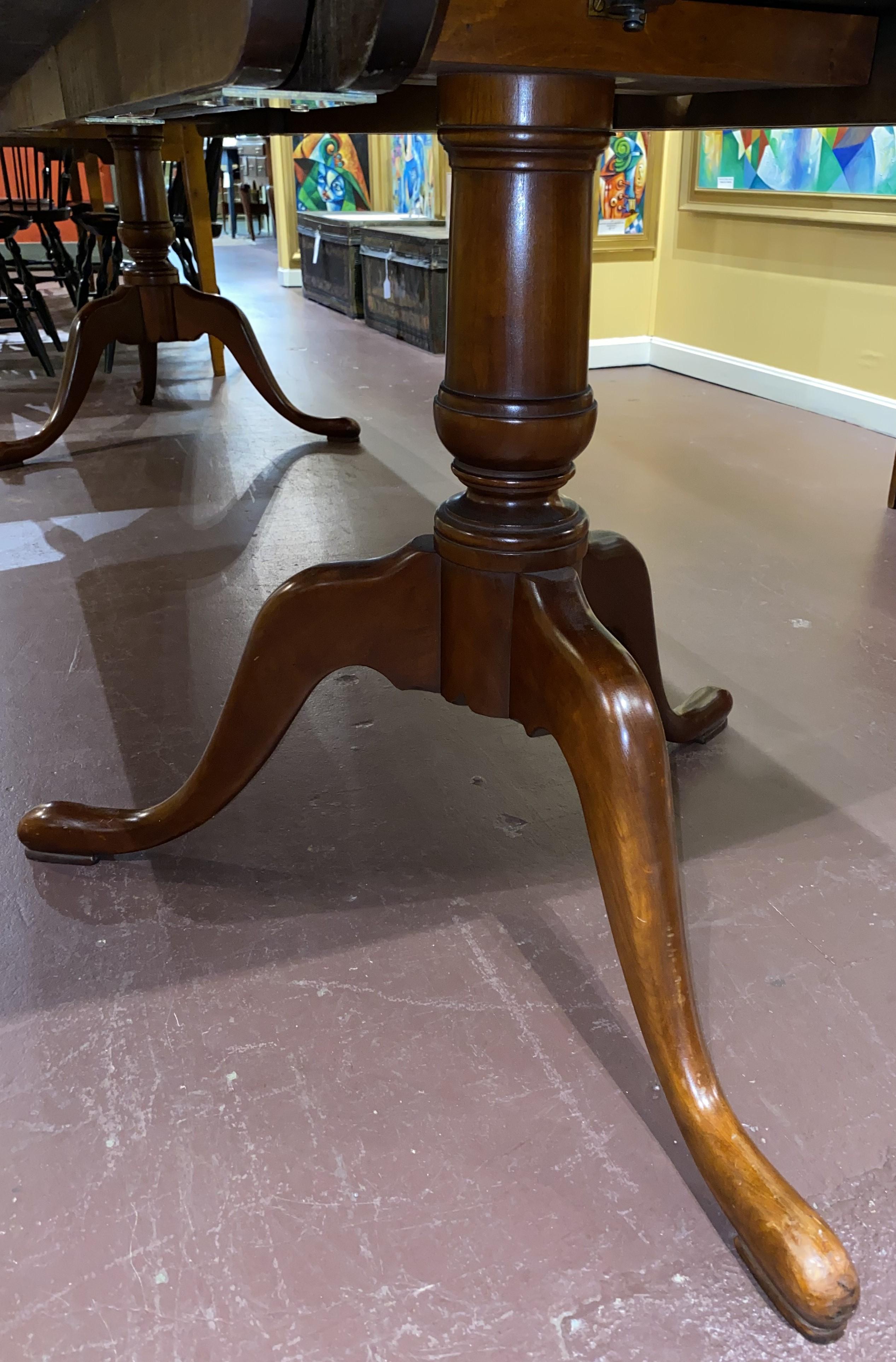 20th Century Beautiful Cherrywood Double Pedestal Dining Table with Leaves For Sale