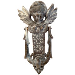 Beautiful Cherub Angel Head Door Knocker, Cast Iron, German, 19th Century