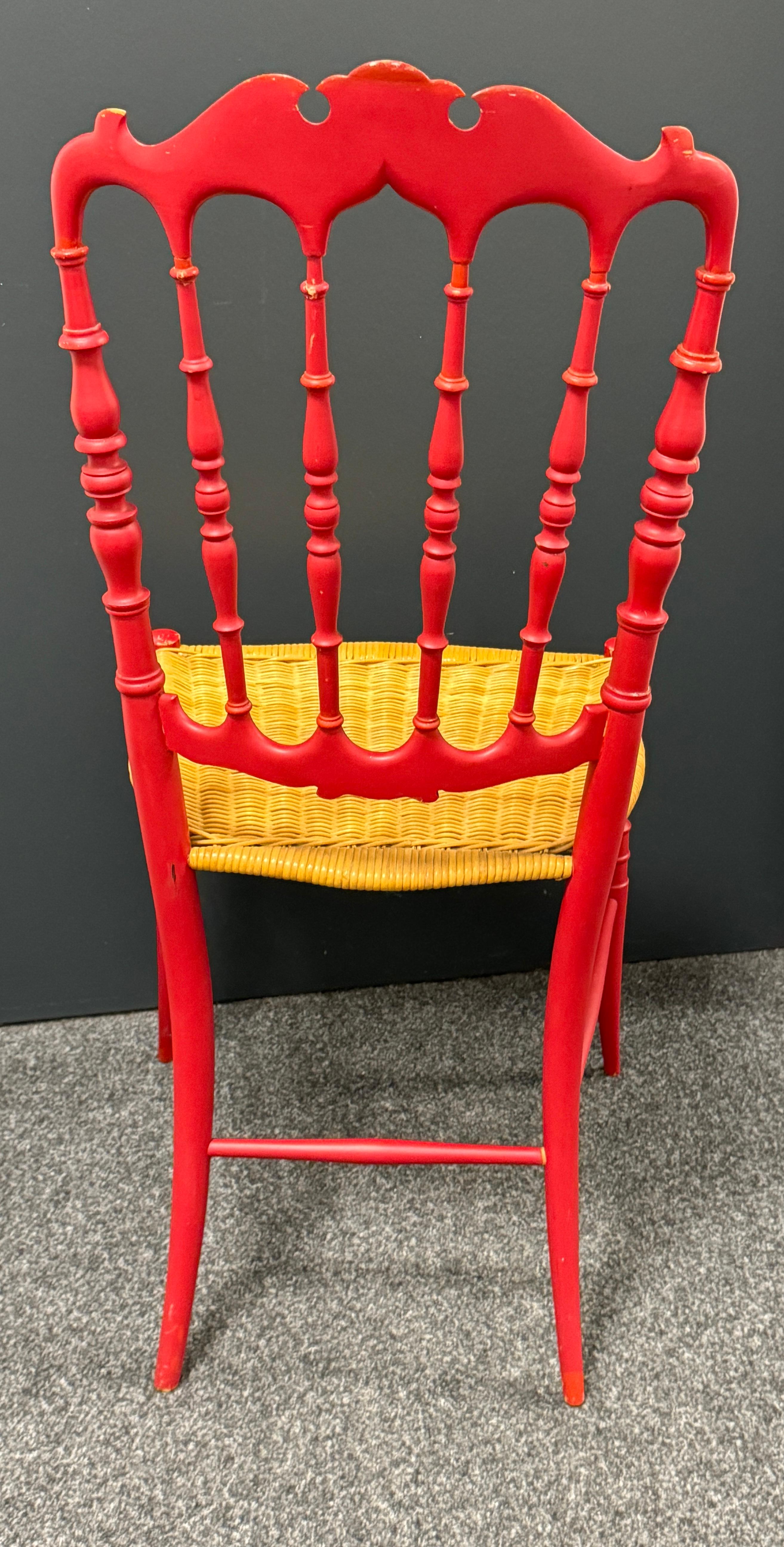 Bellissima sedia in legno di Chiavari con seduta in vimini, attribuita a Rocca, Italia, anni '50 in vendita 6